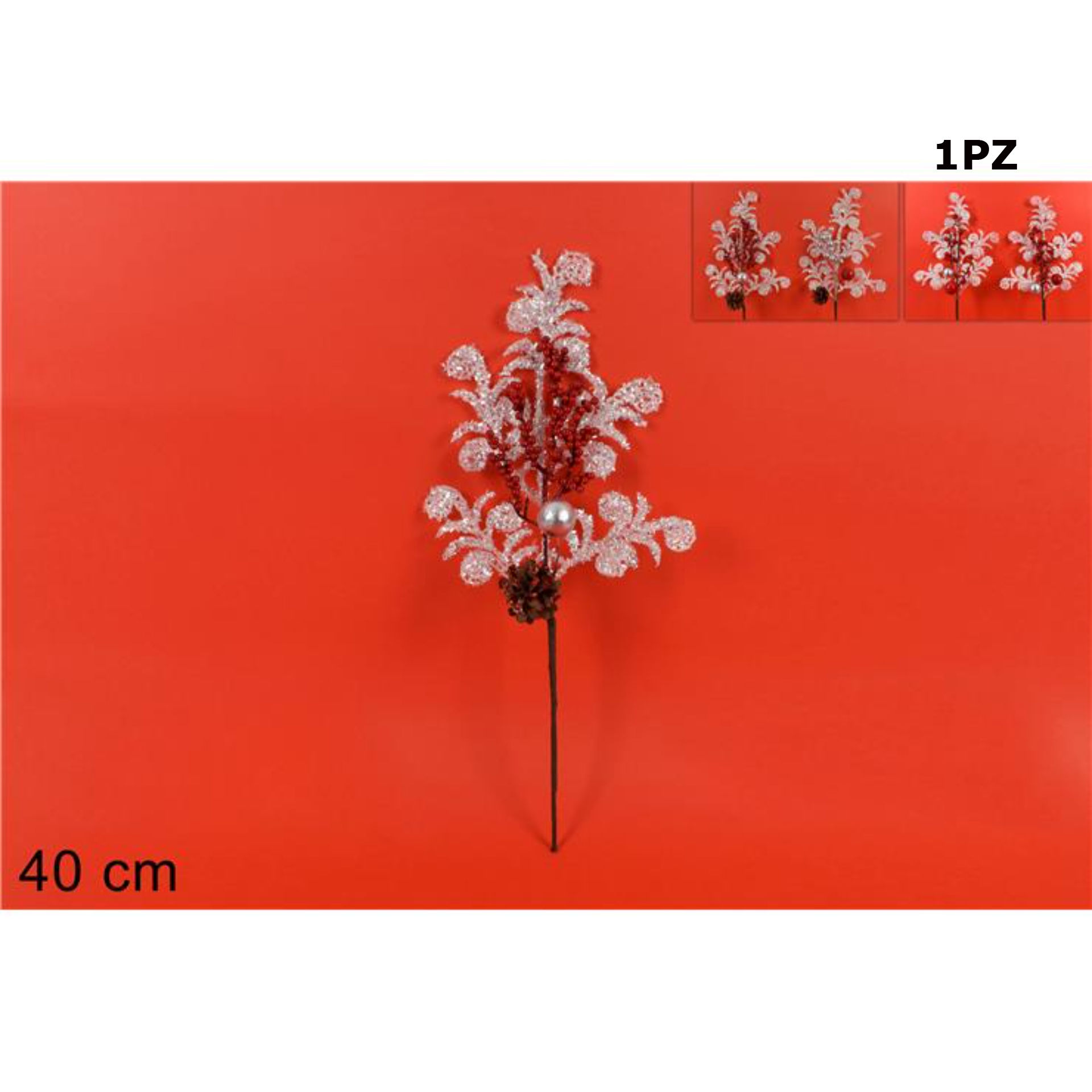 SPILLONE FOGLIA GHIACCIO BACCHE E PALLINE 4ASS SF2