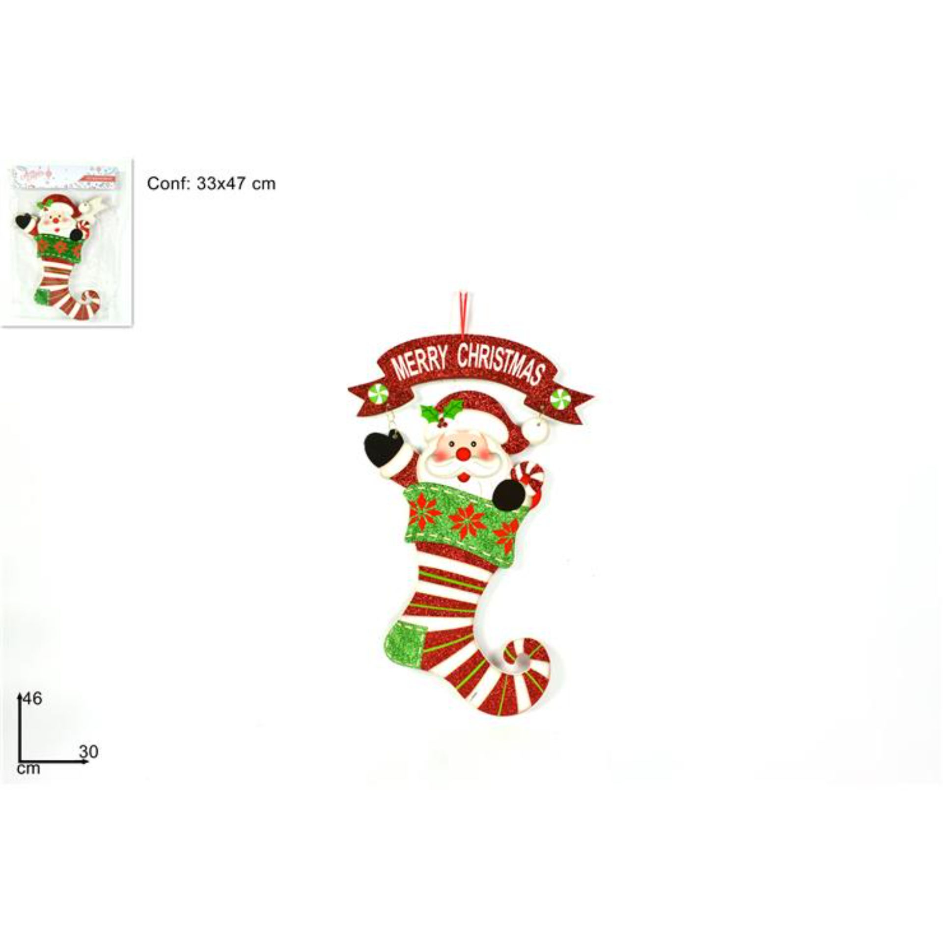 CALZA ELFO C/BABBO NATALE MERRY CHRIMAS ART.HH6877