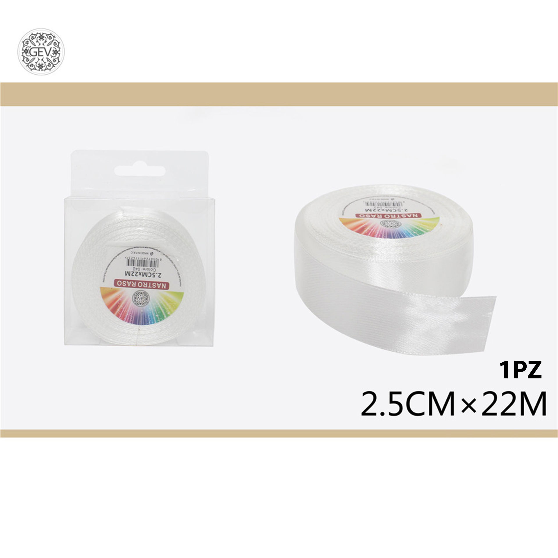 NASTRO RASO 22M 2.5CM BIANCO