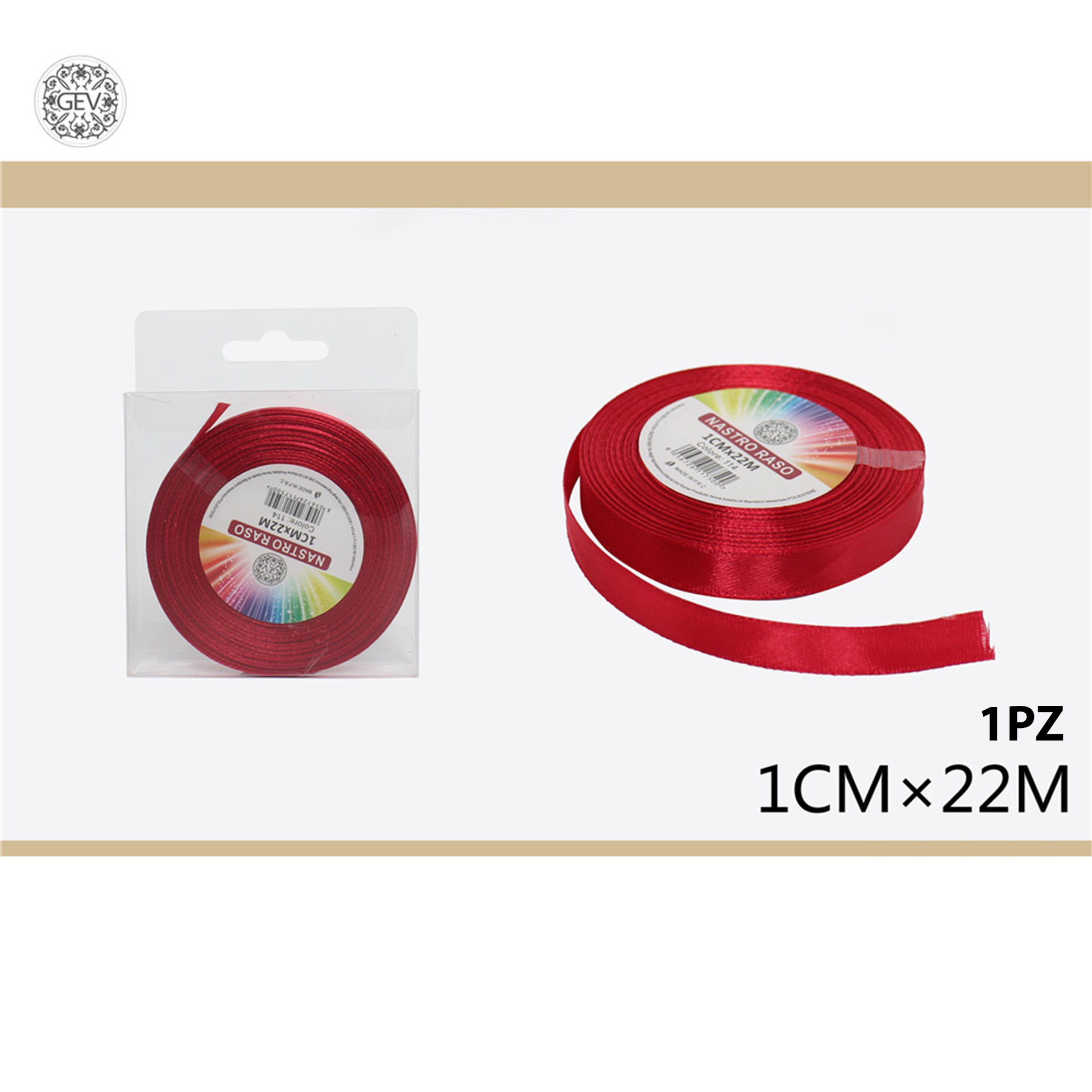 NASTRO RASO ROSSO 1CM/22M