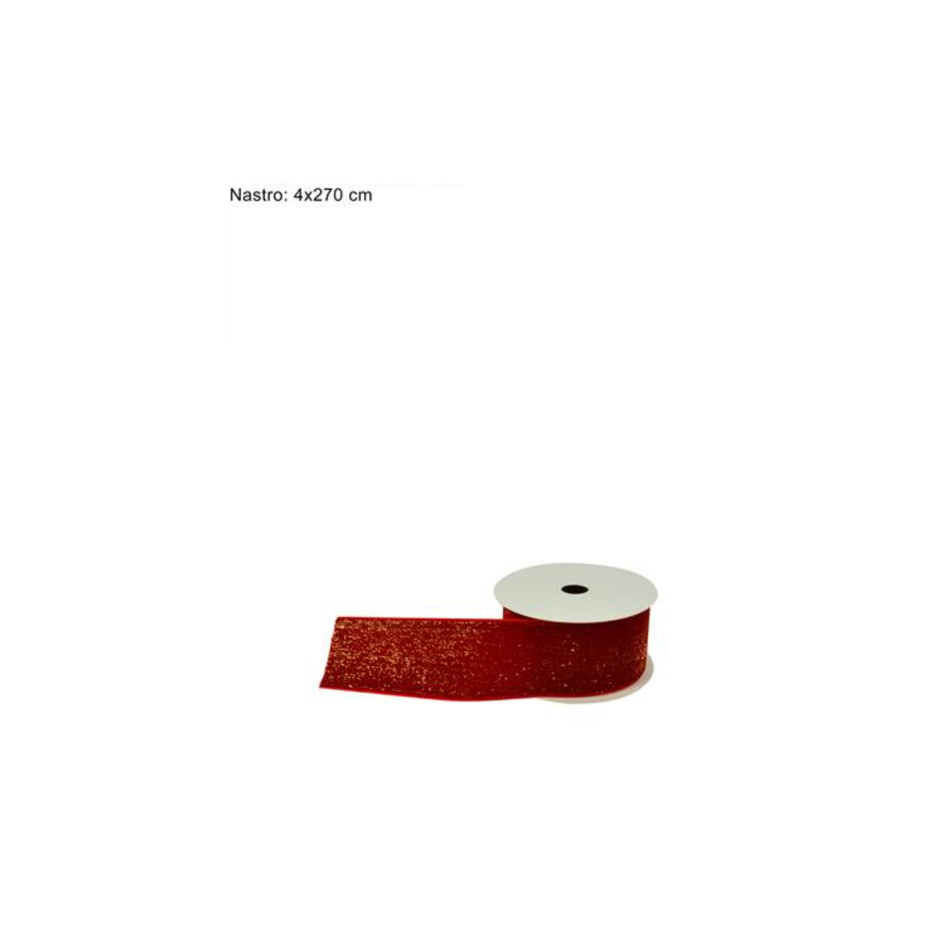 NASTRO IN VELLUTO 4X270CM (3Y) ROSSO GLITTER ORO H