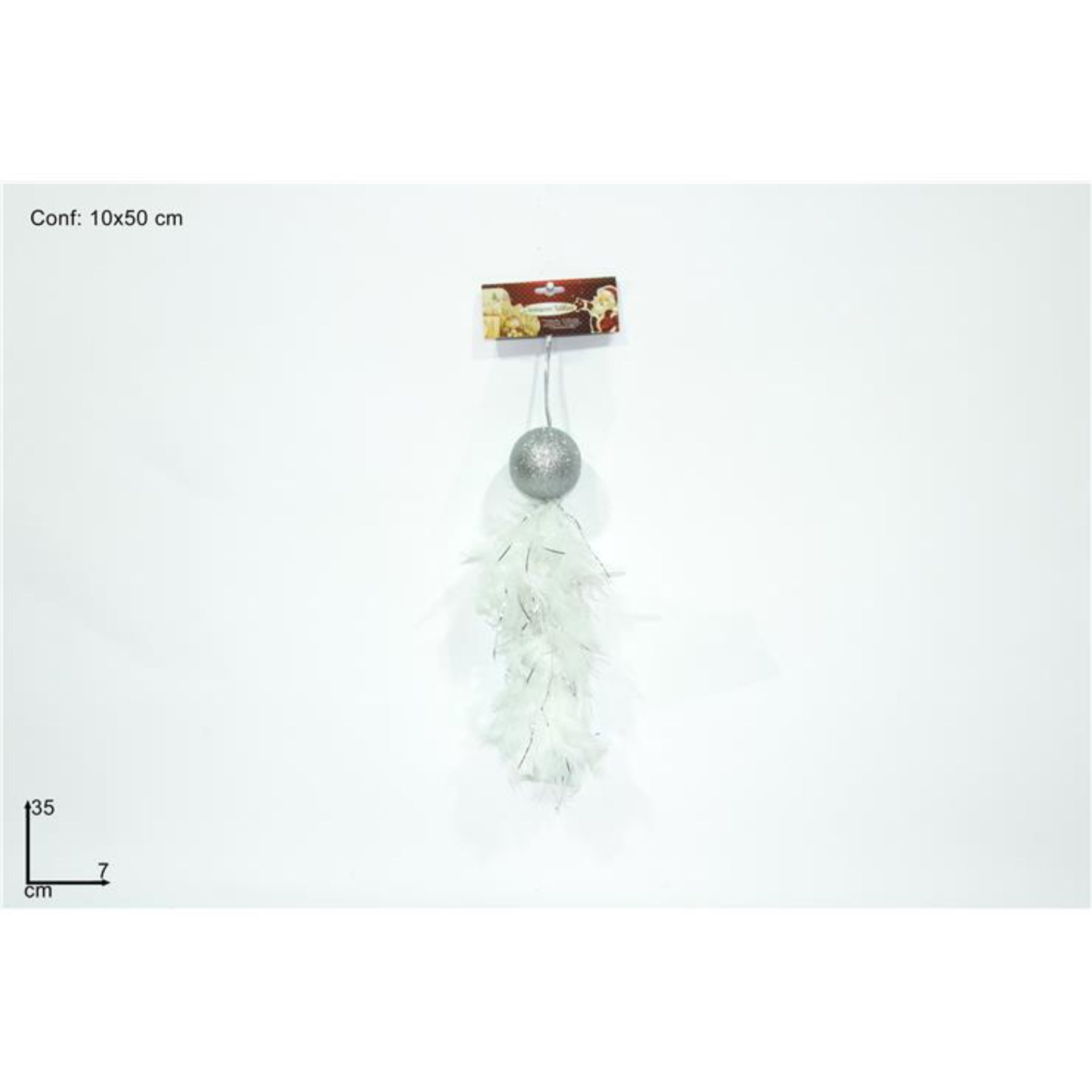 APPENDINO PALLINA CM 7 C/PIUME SILVER ART.HY-19130