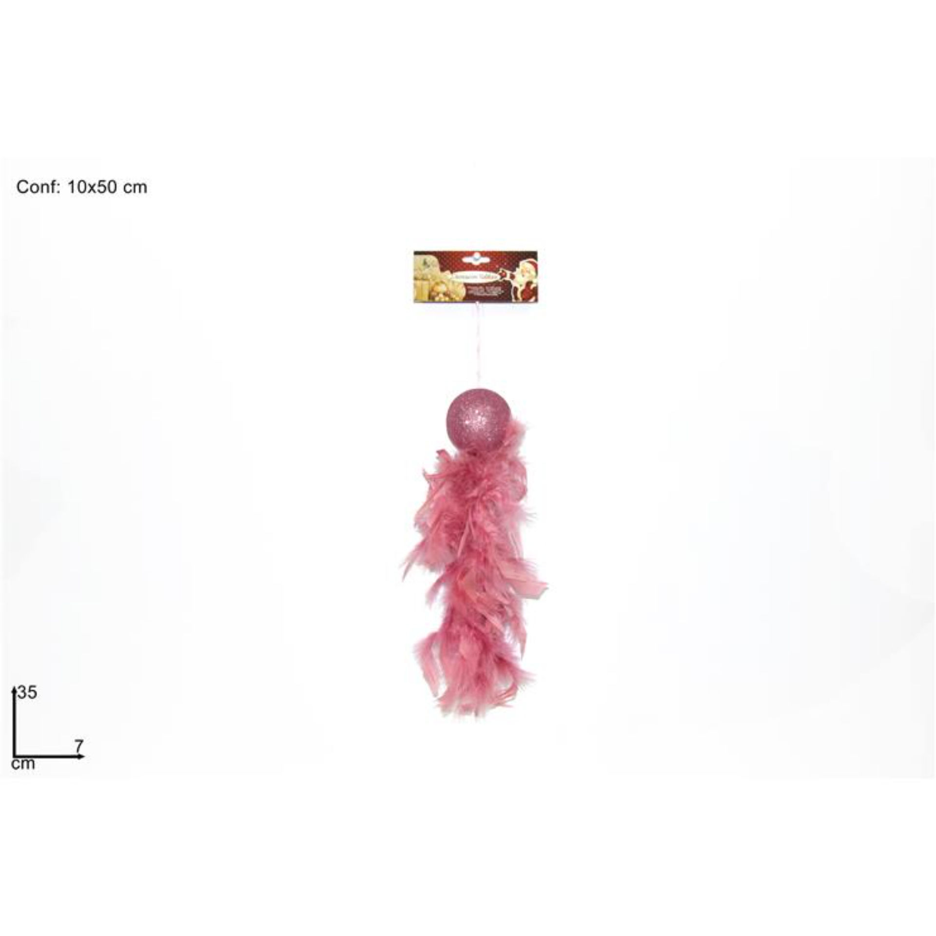 APPENDINO PALLINA CM 7 C/PIUME ROSA ART.HY-19130/1