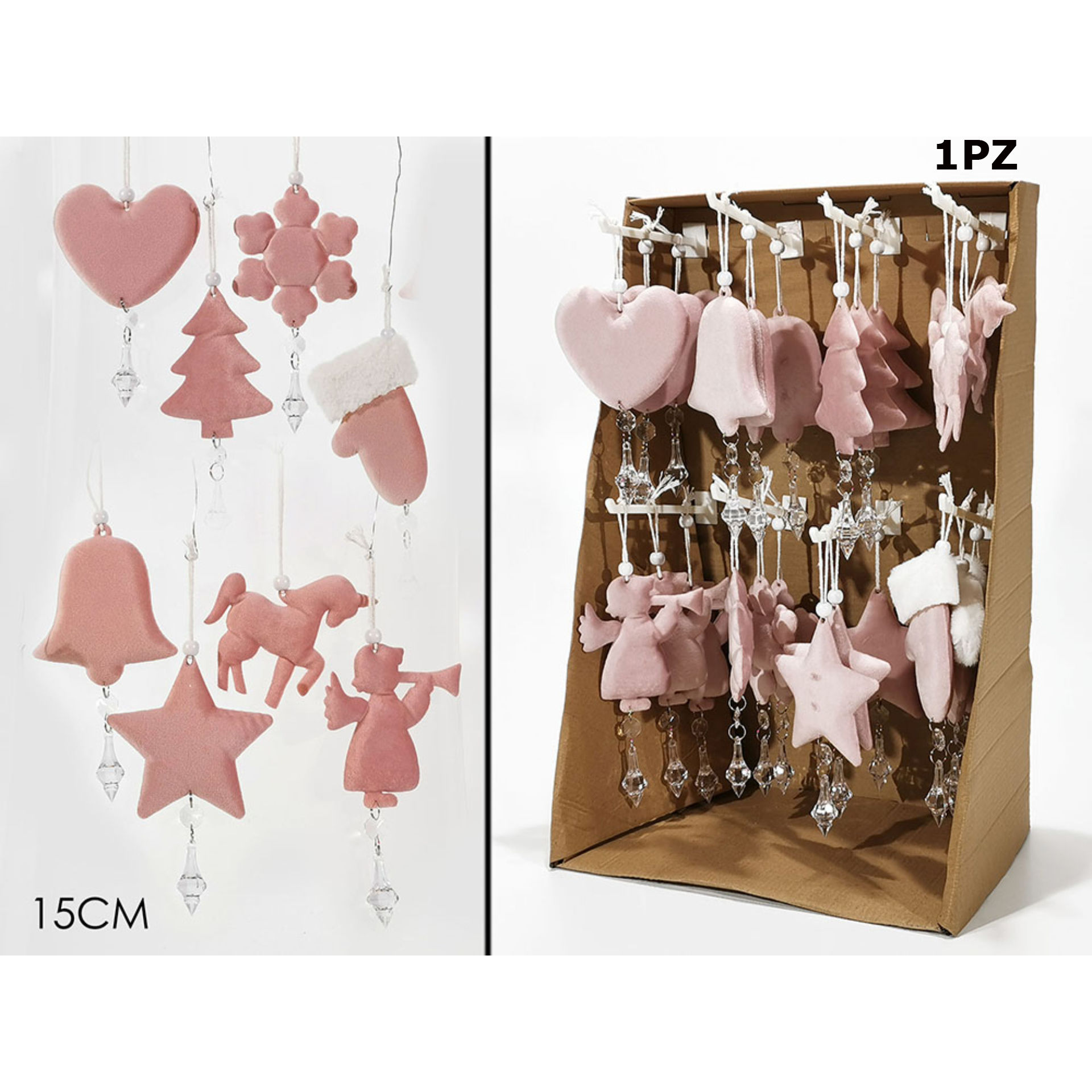 APP. NAT. VELLUTO C/PEND. ROSA 8ASS DISP