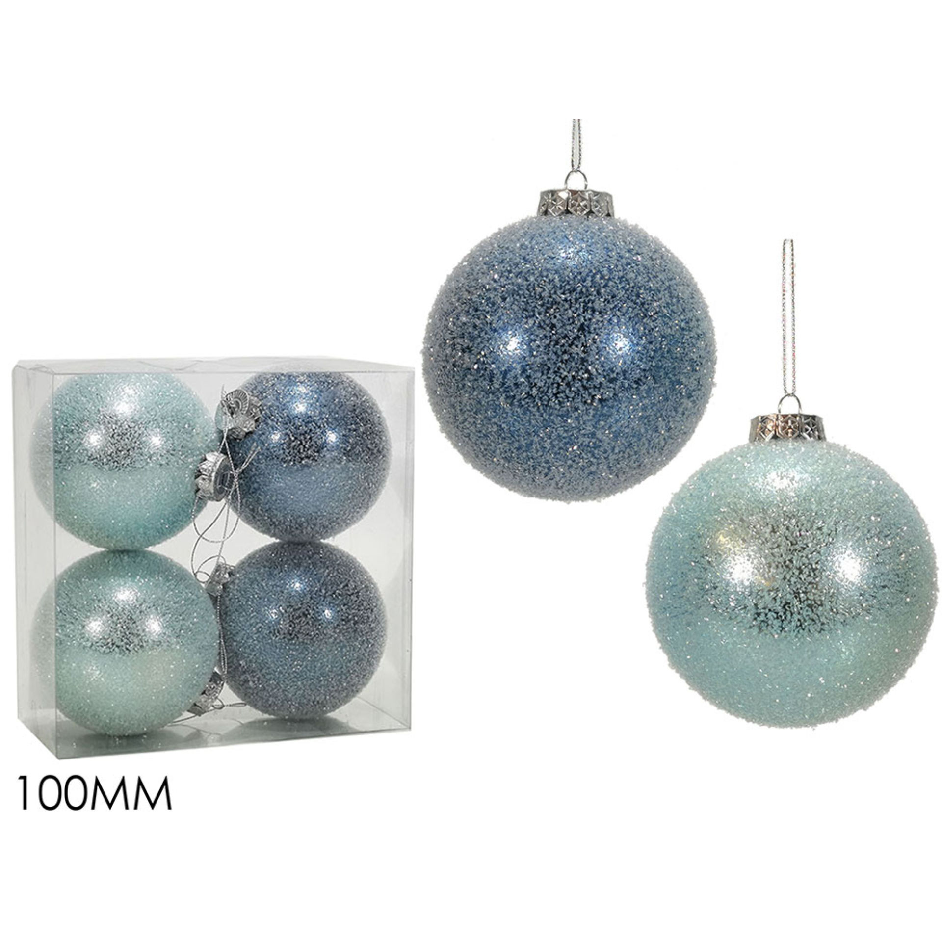 SET 4 PALLE 100MM C/GLITTER BLU/CELESTE
