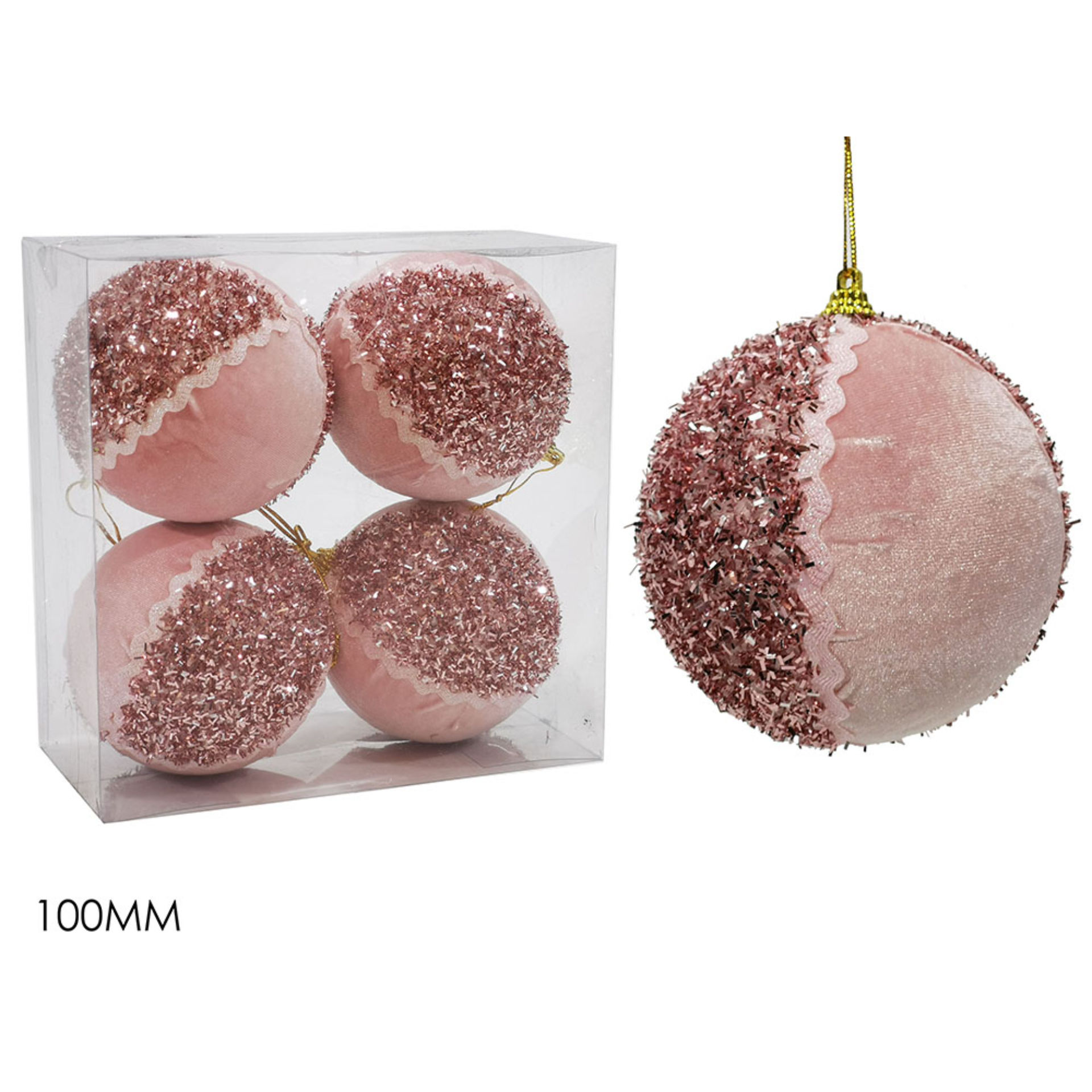 SET 4 PALLE 100MM VELLUTO ROSA