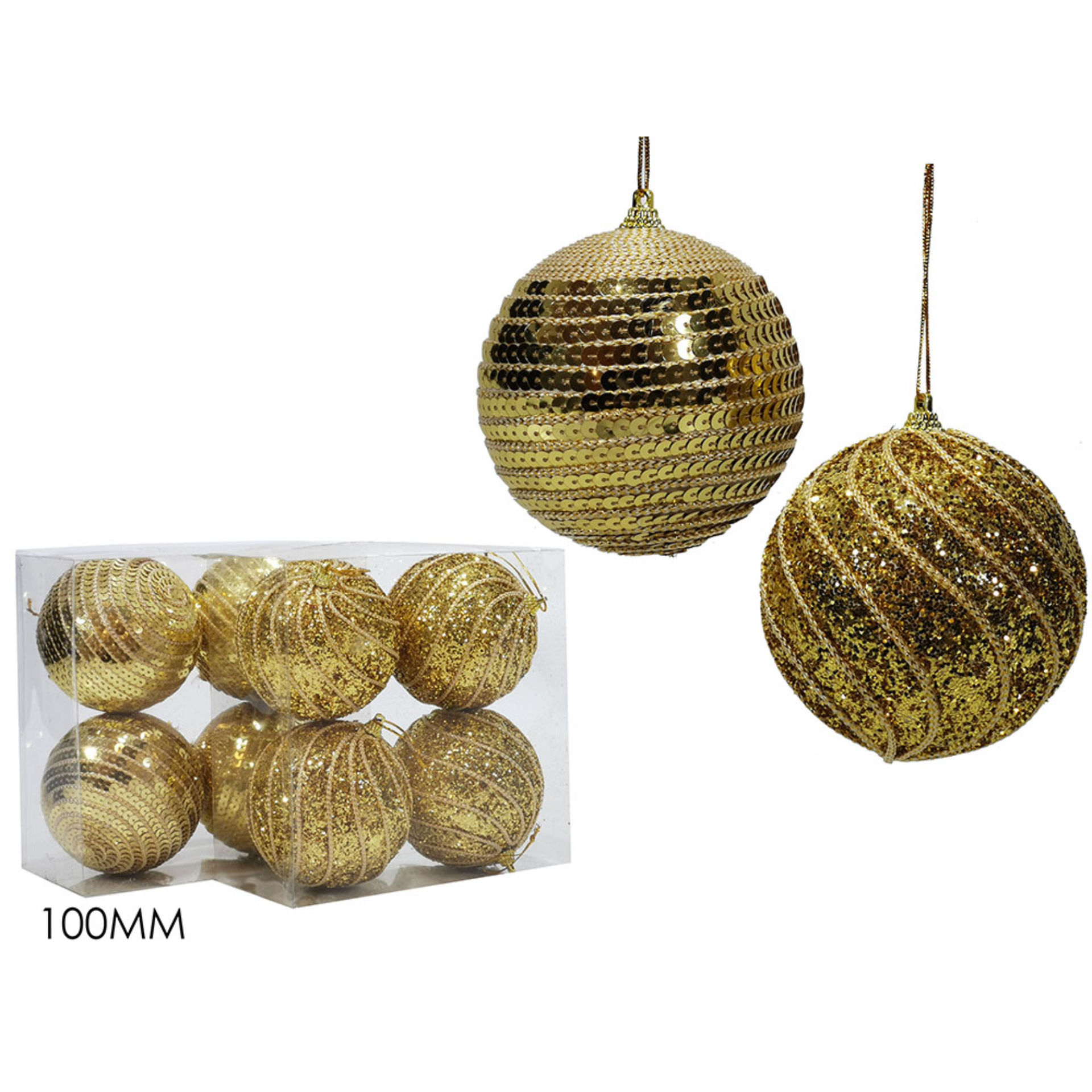 SET 4 PALLE 100MM C/PAILL. ORO 2ASS