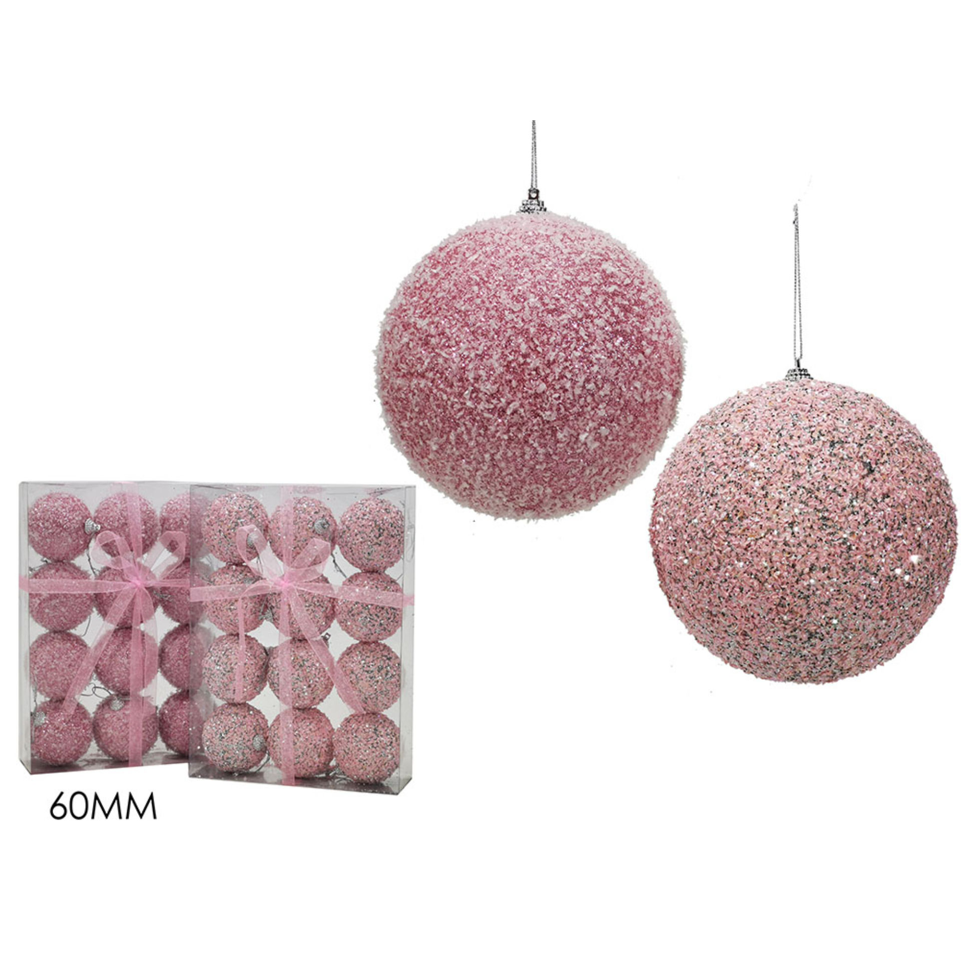 SET 12 PALLE 60MM INN. C/GLIT. ROSA 2ASS
