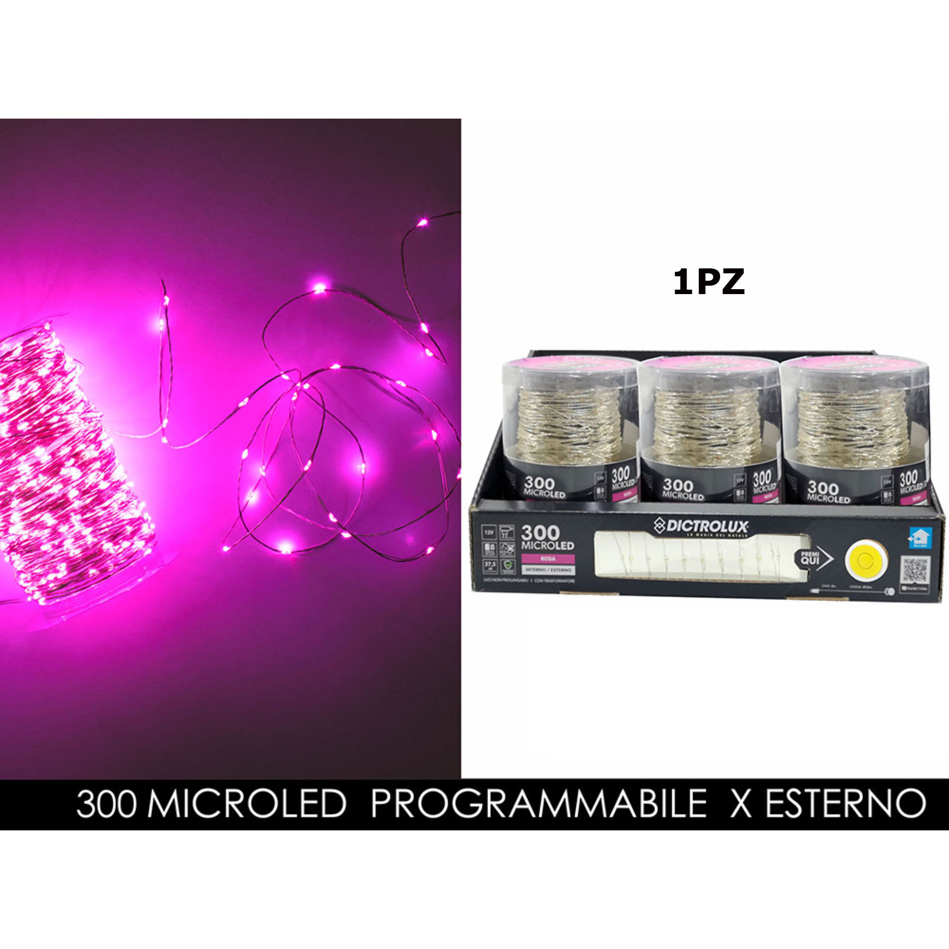 -CATENA ROSA 300M.LED X EST.PROG.