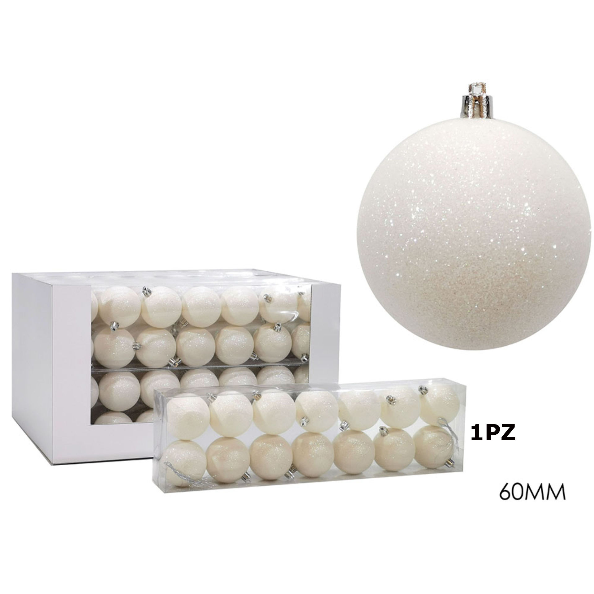 SET 14 PALLE 60MM BIANCHE GLITTER