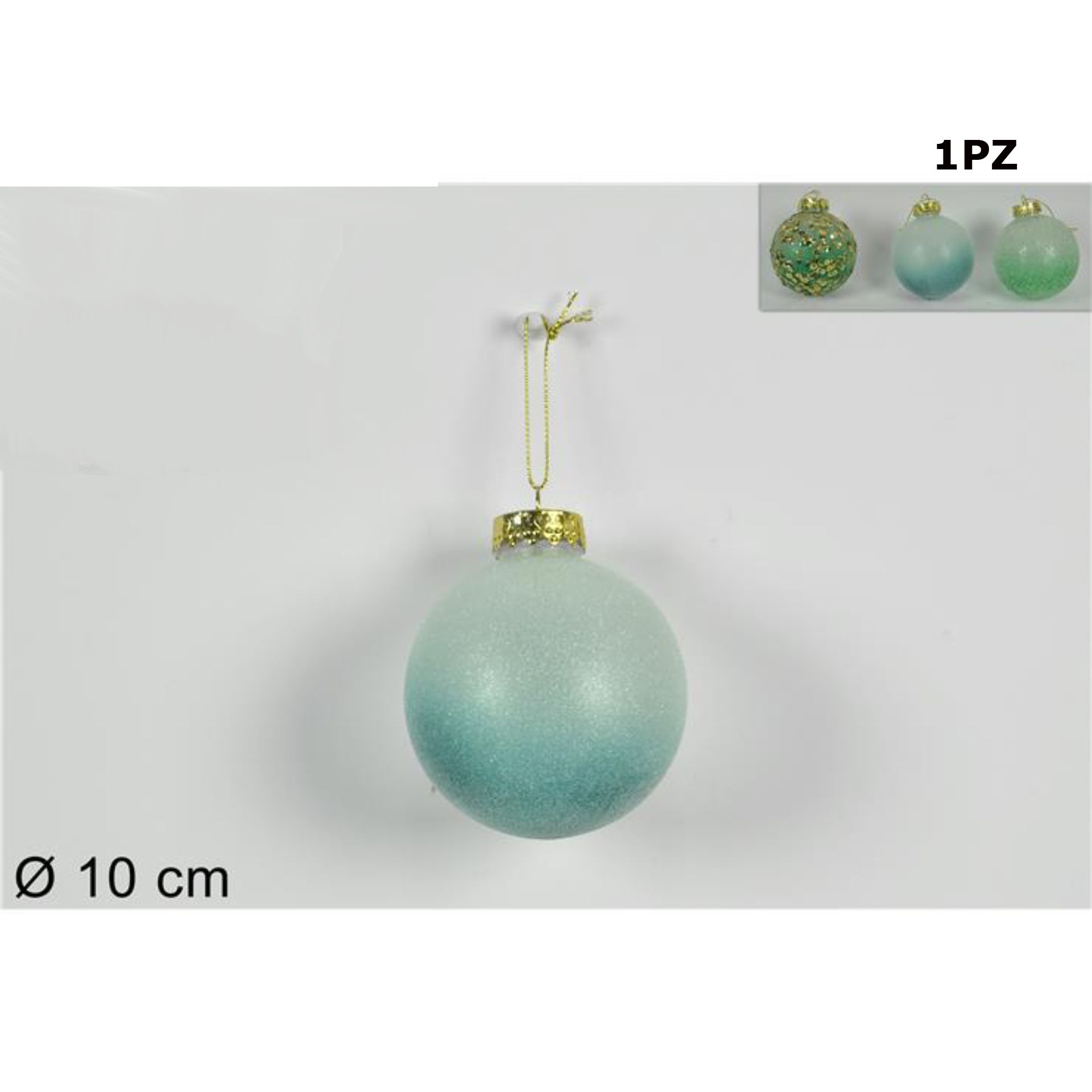 PALLA 10CM PLASTICA EFF.ZUCCHERO+ PAILLETTES VERDE