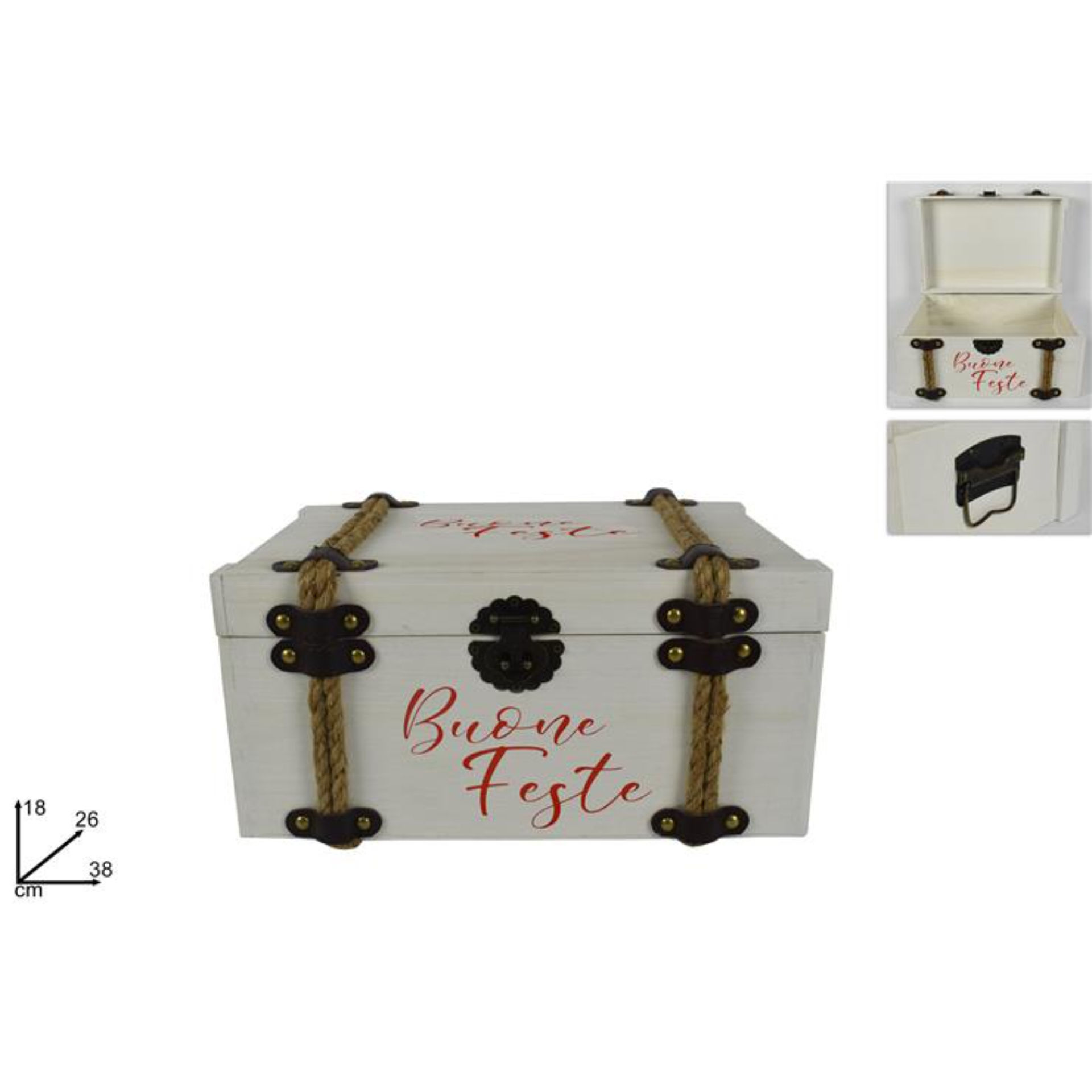 SCATOLA/BAULETTO LEGNO NATALIZIA BIANCA BUONE FEST