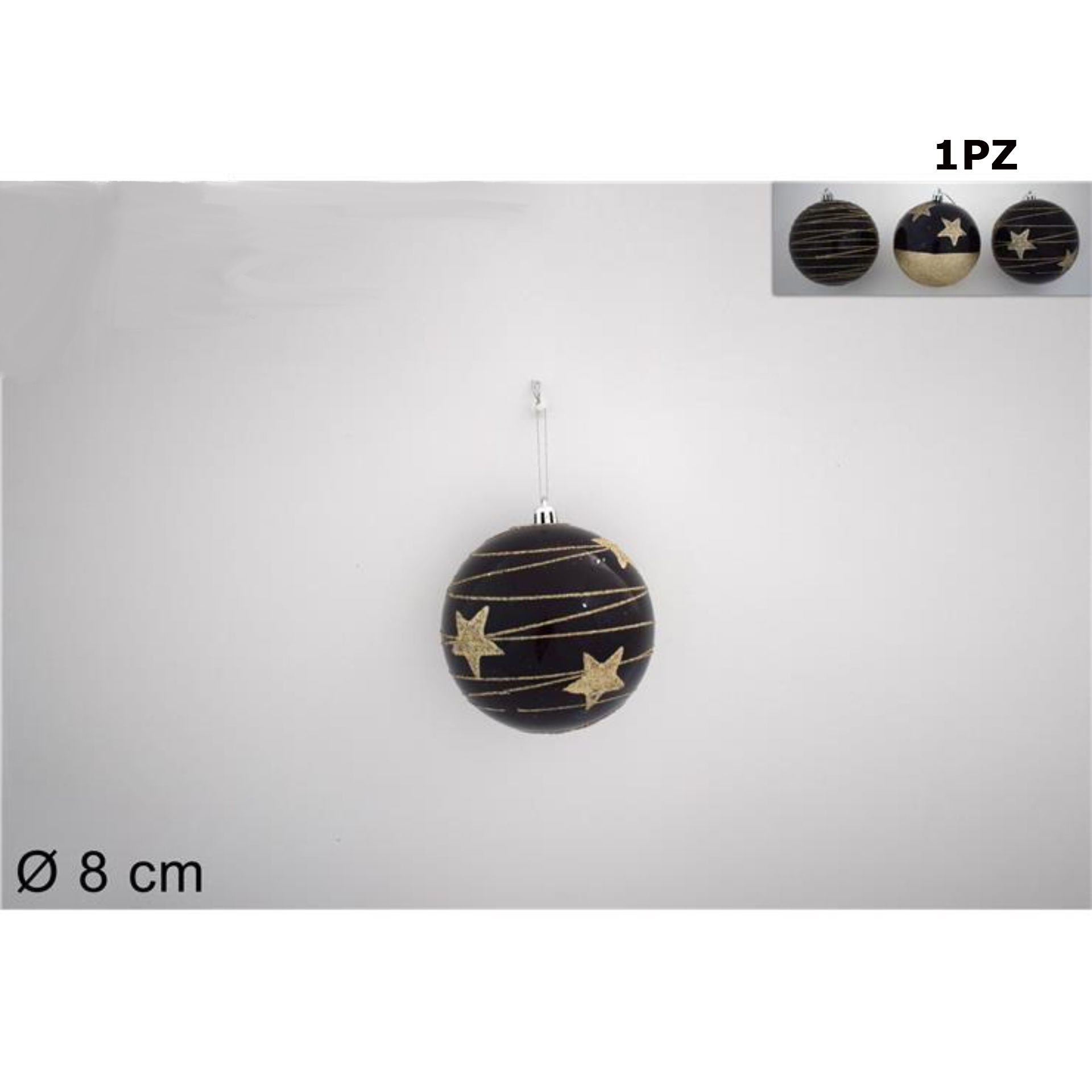 PALLA 8CM C/STELLE ORO 3ASS.IN DISPLAY ART.SM021