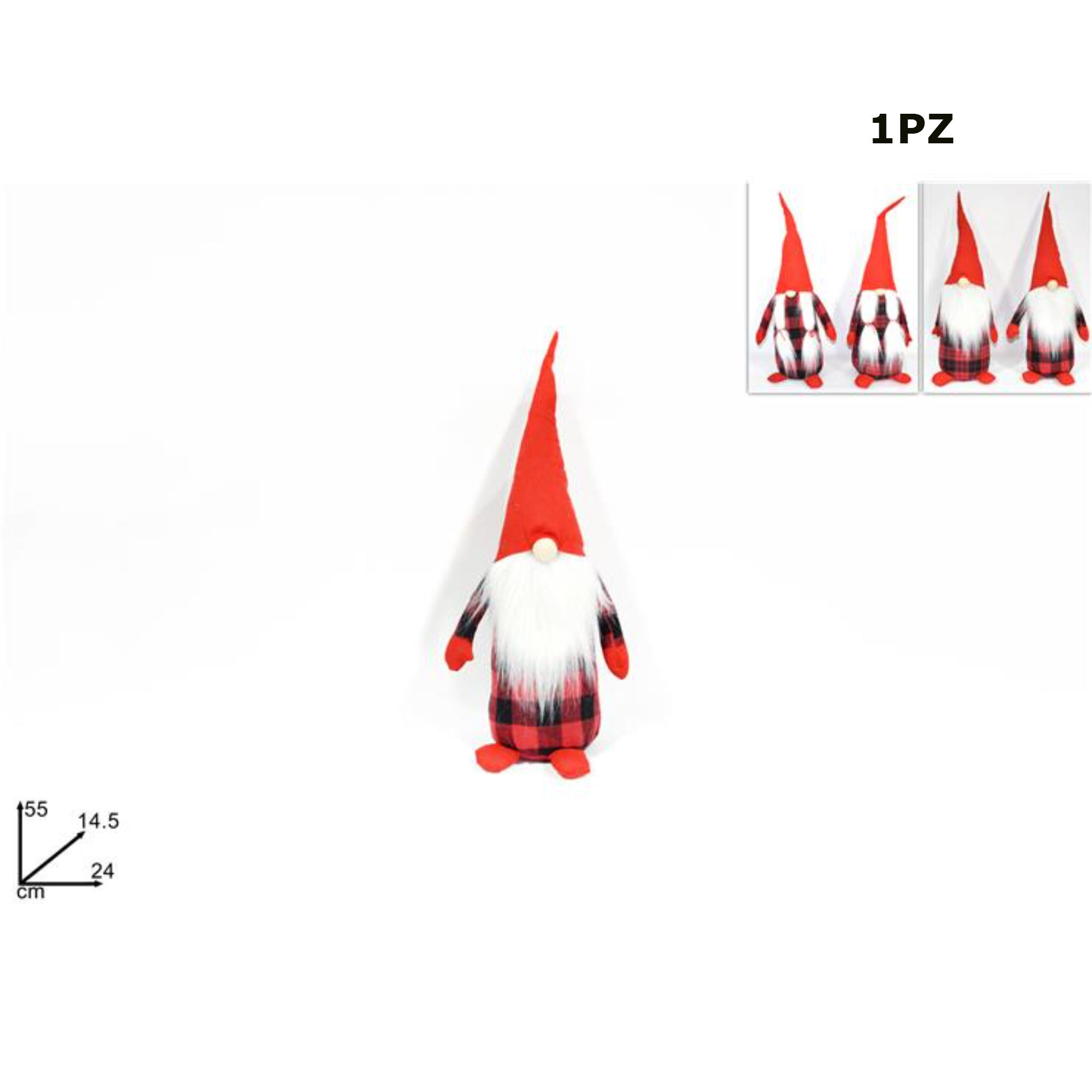 GNOMO DI NATALE C/VESTITO SCOZZESE CM 55 4ASS. D12