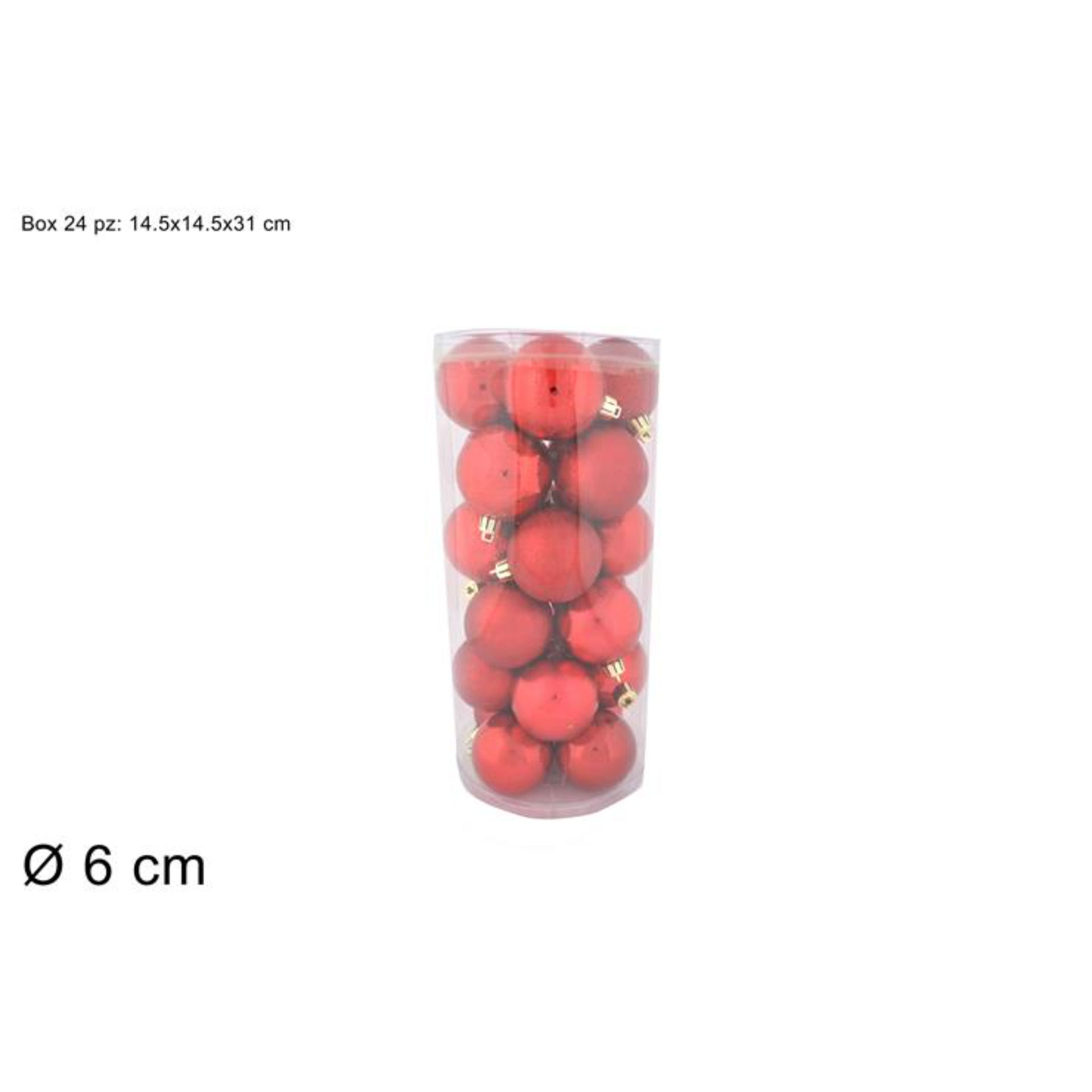 PALLE 6CM 24PZ 4ASS ROSSO BOX PVC 3A24E05G498/R