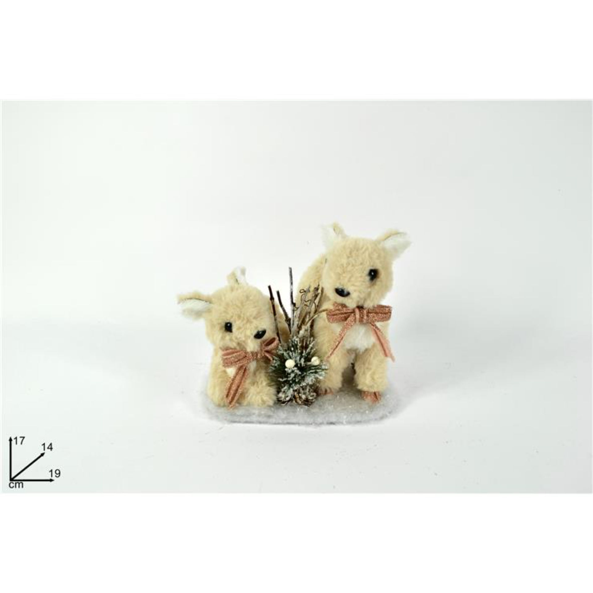 CERBIATTI C/PELLICCIA PIGNE BACCHE ROSA DY211036C