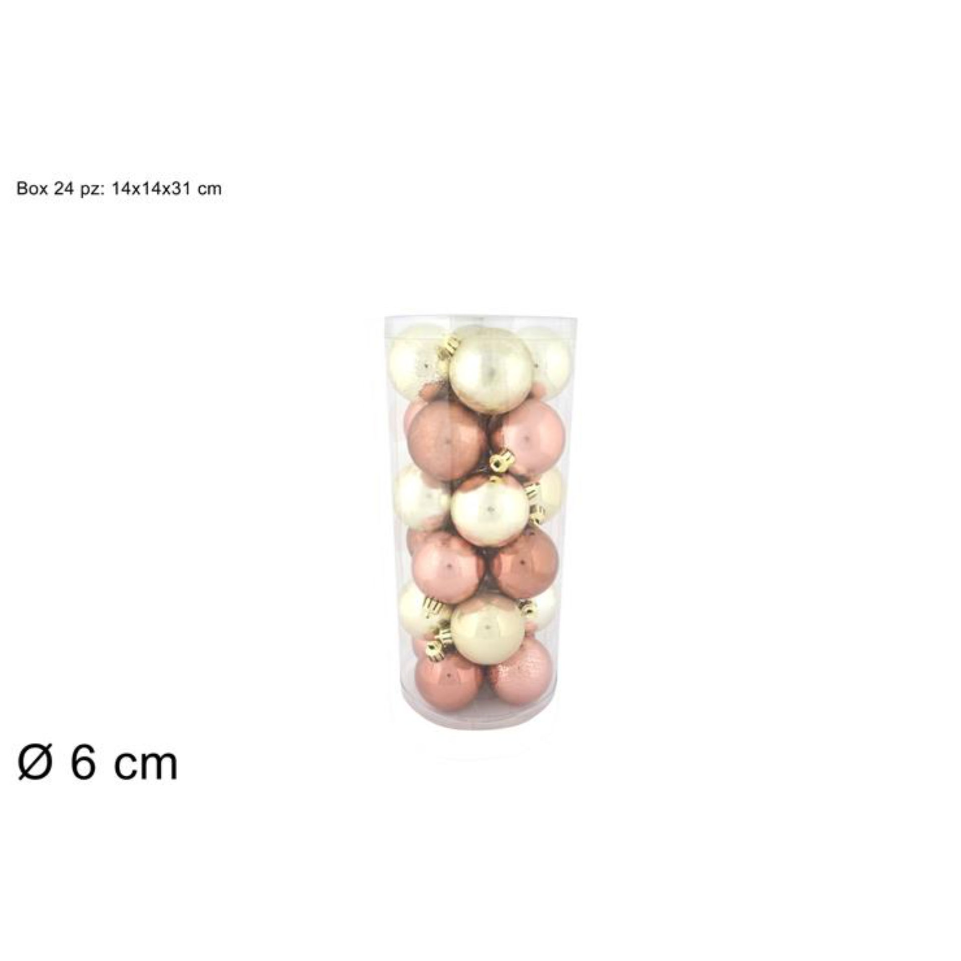 PALLE 6CM 24PZ 4ASS BRONZO/BEIGE SCURO BOX PVC 3A2