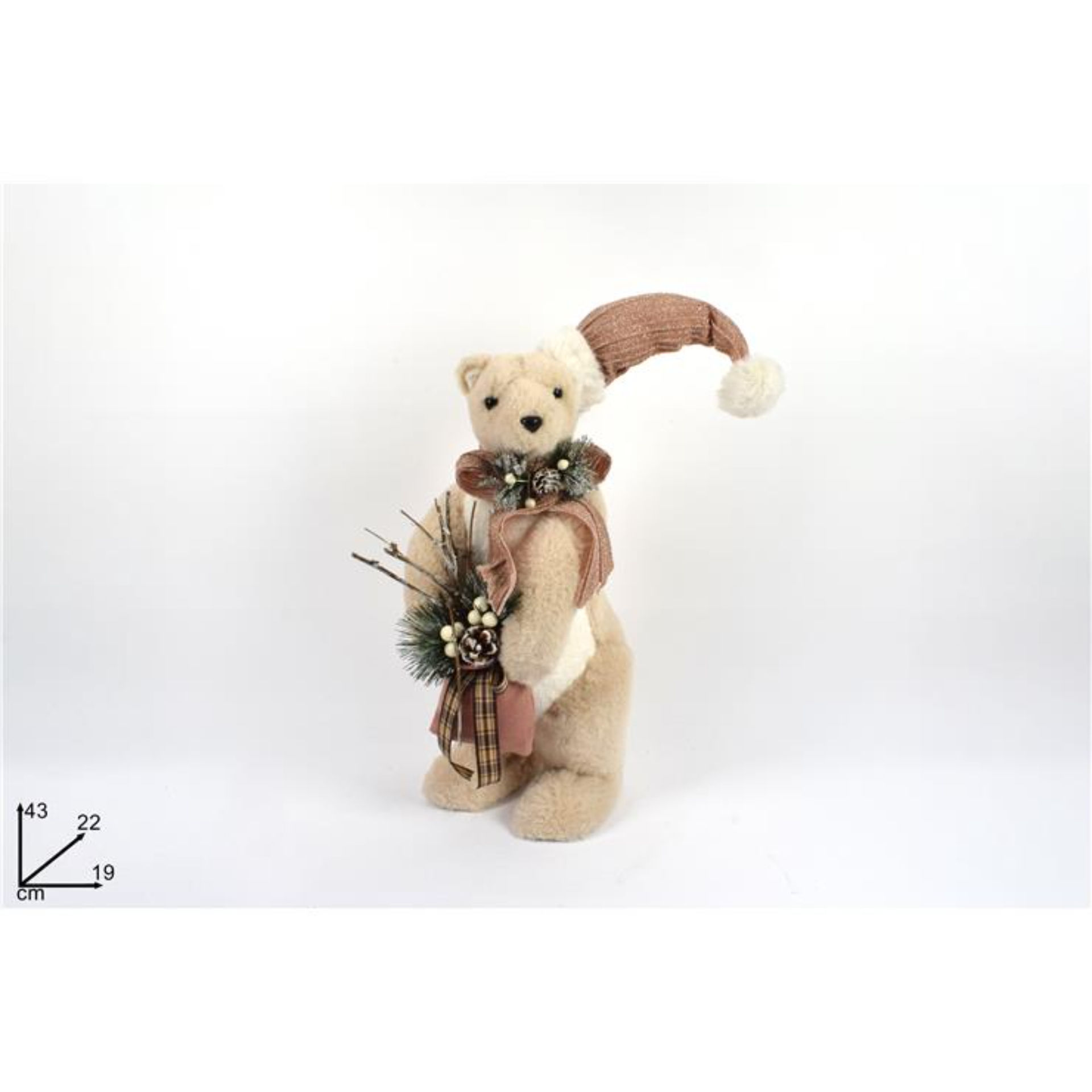 ORSO C/SACCHETTO C/PELLICCIA PIGNE BACCHE ROSA 43C