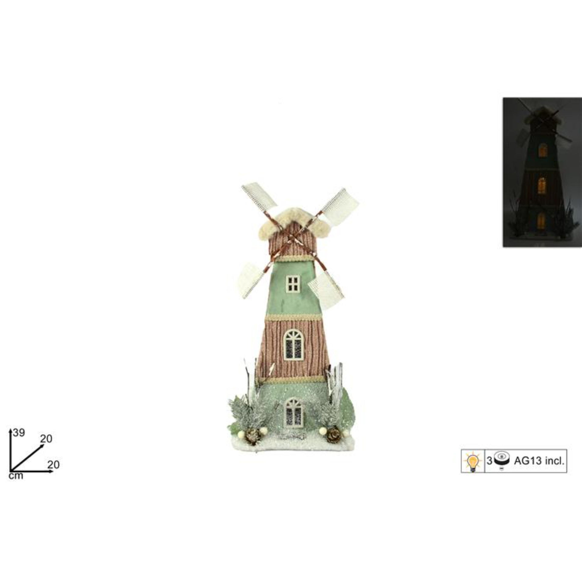 MULINO A VENTO C/PELLICCIA PIGNE BACCHE ROSA C/LUC