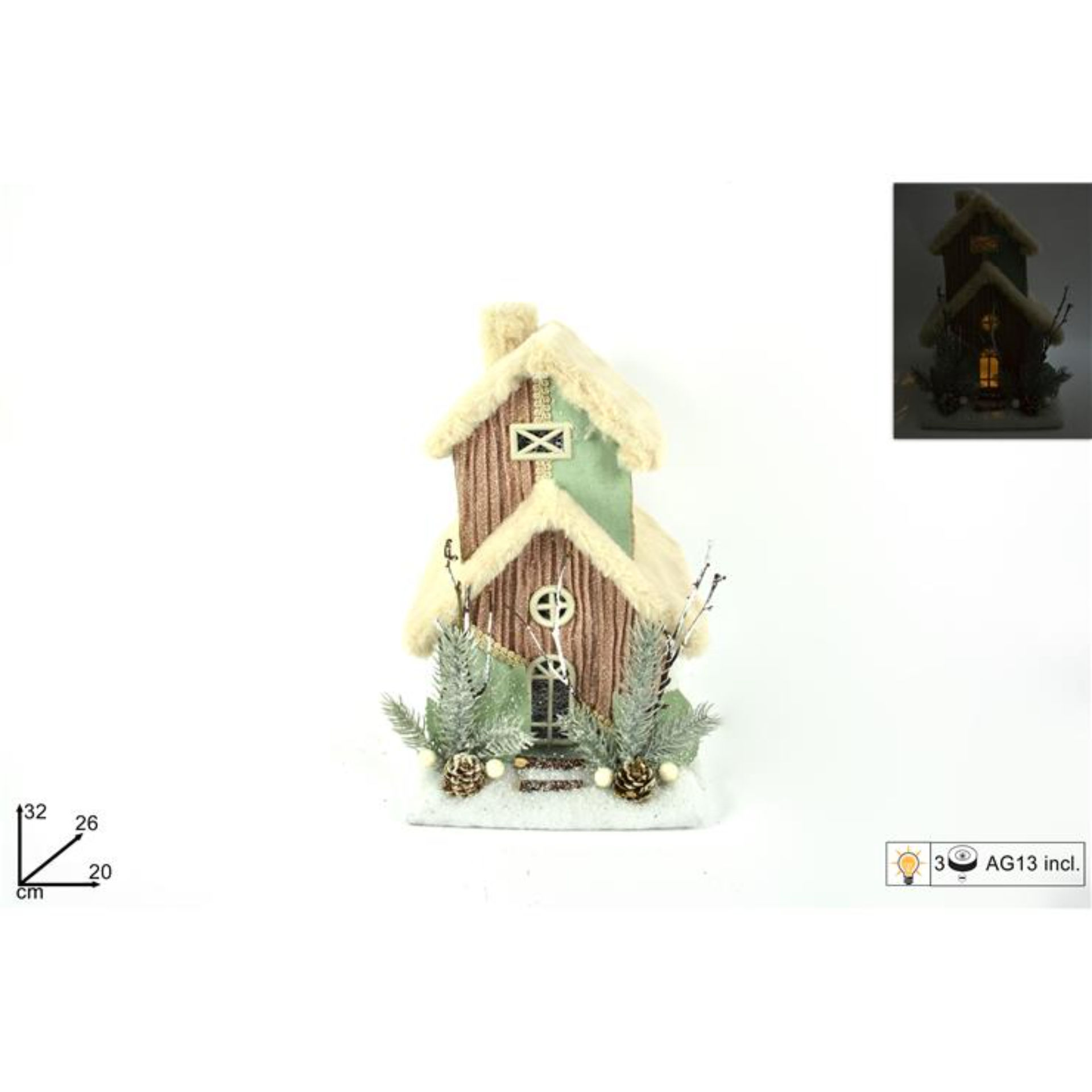 CASETTA DOPPIO TETTO CON PELLICCIAROSA 32CM DY2110