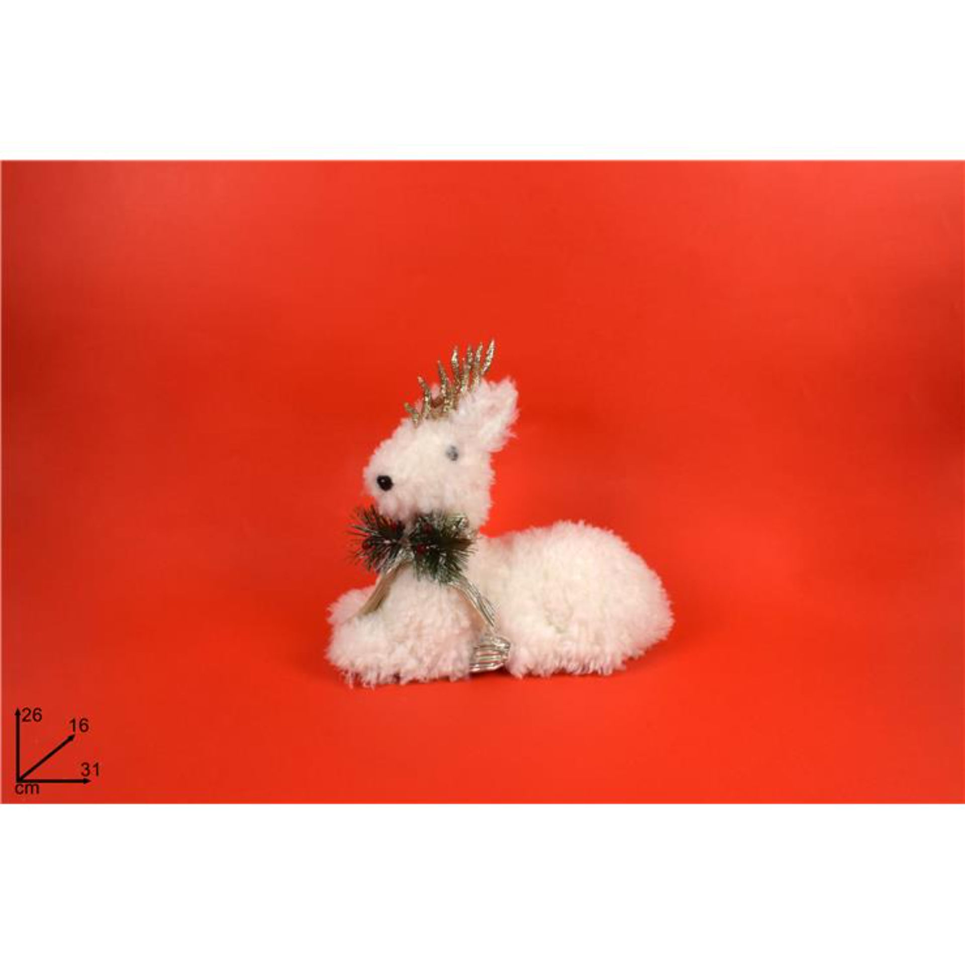 RENNA SEDUTA 26CM PELLICCIA C/FIOCCOE BACCHE SILVEDue Esse