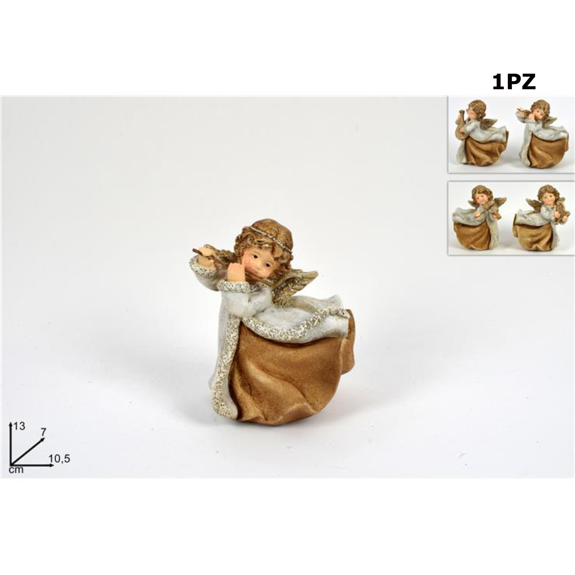 ANGELO C/STRUMENTO MUSICALE GLITTER 13 CM 4 ASS A3