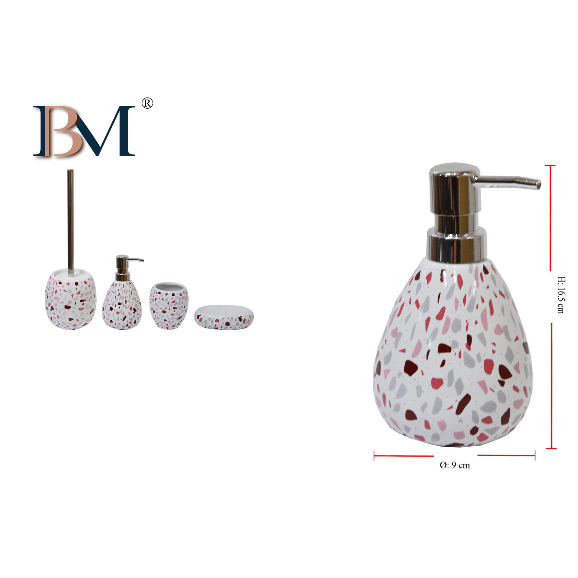 DISPENSATORE DI SAPONE IN CERAMICA, MISURA: 8.8X10