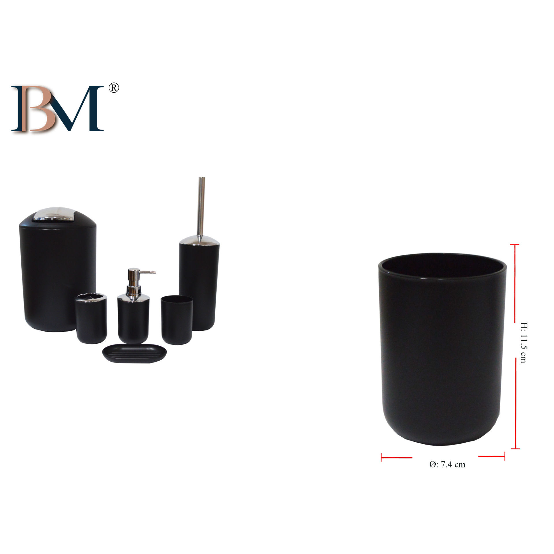 BICCHIERE DA BAGNO IN PLASTICA 7.4X7.4X10.5CMBM