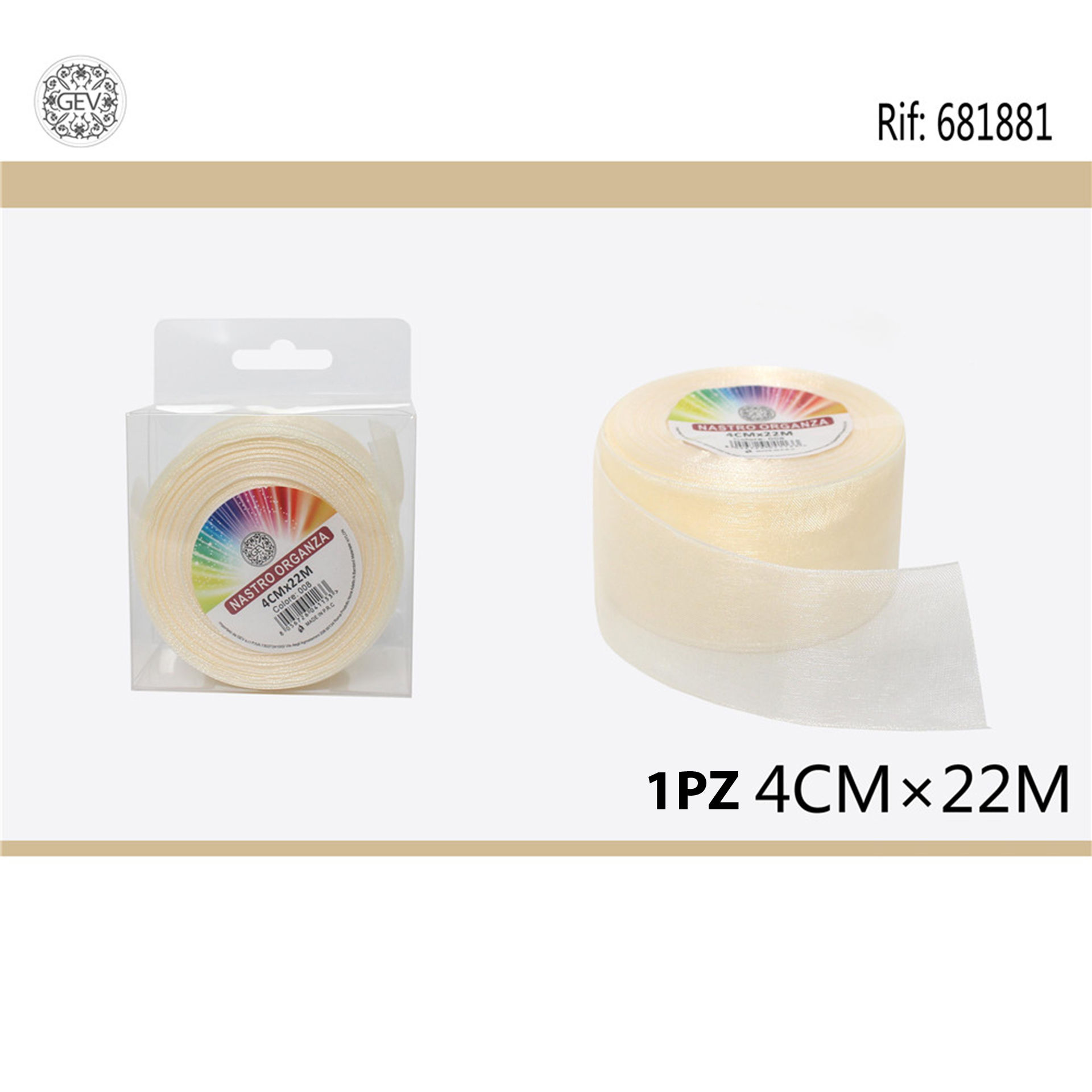 NASTRO ORGANZA PANNA 4CM/22M