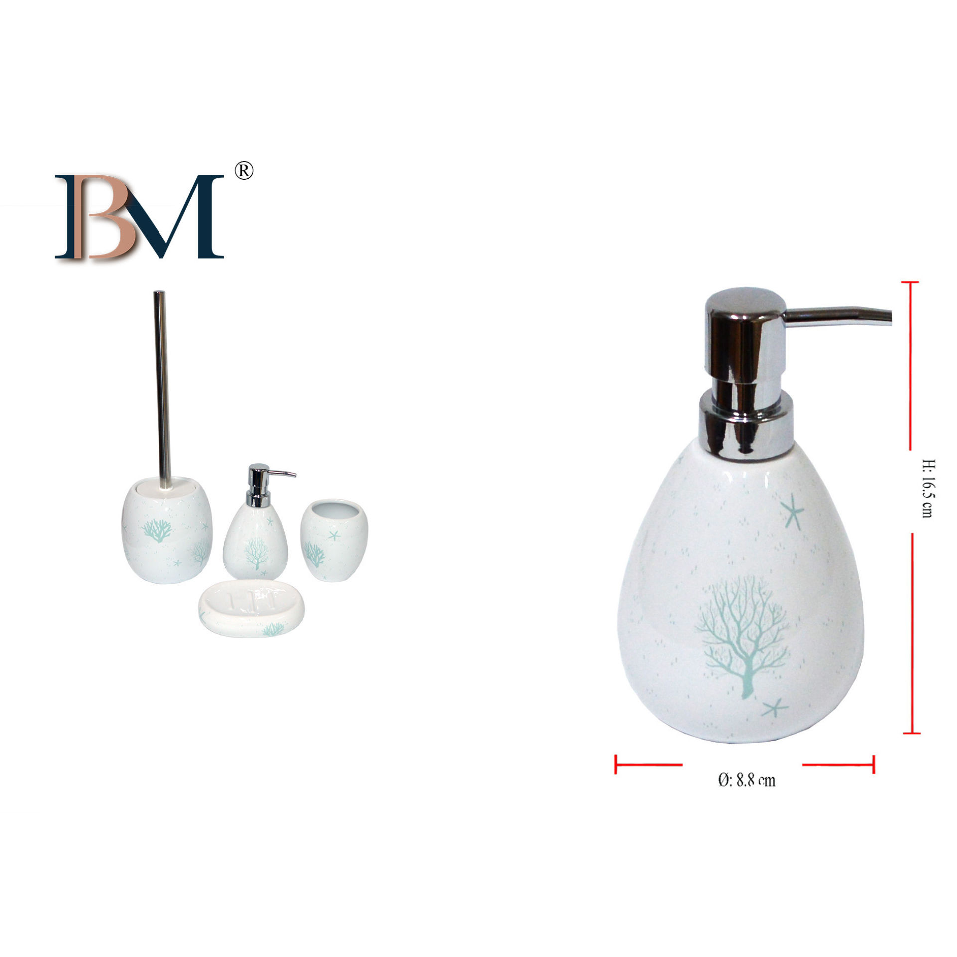 DISPENSATORE DI SAPONE IN CERAMICA, MISURA: 8.8X10