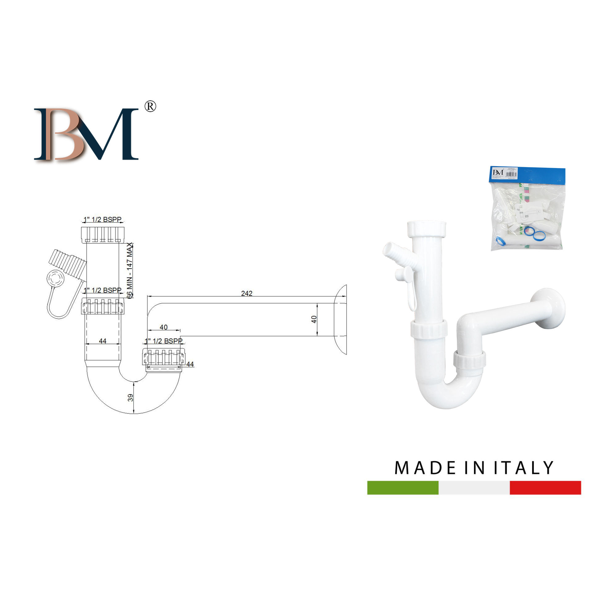 SIFONE AD S LAVELLO SINGOLO 1 1/2 X 40BM