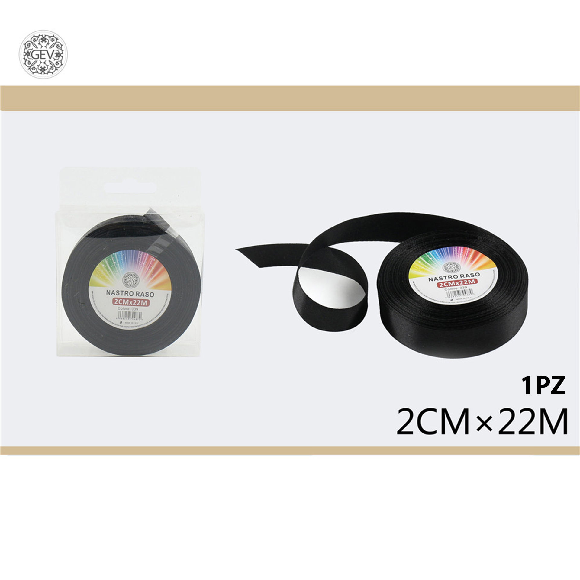 NASTRO RASO NERO 2CM/22M