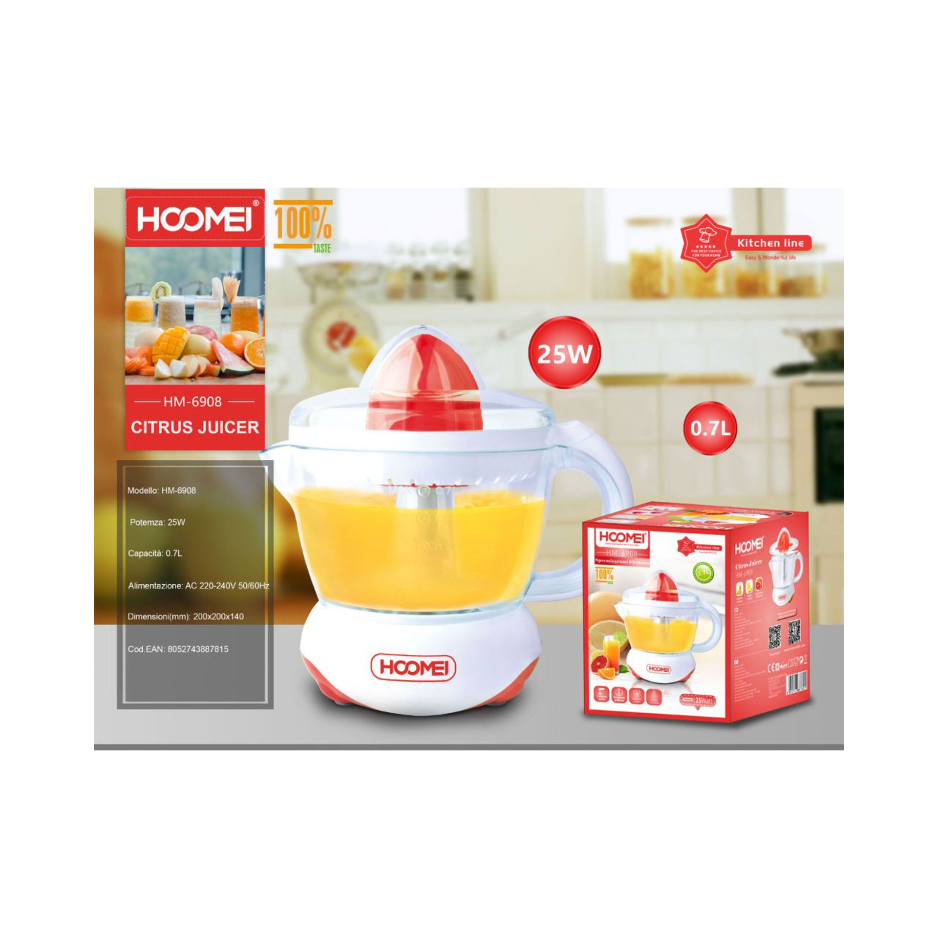 SPREMIAGRUMI ELETTRICO 0.7L 25W HM-6908Hoomei