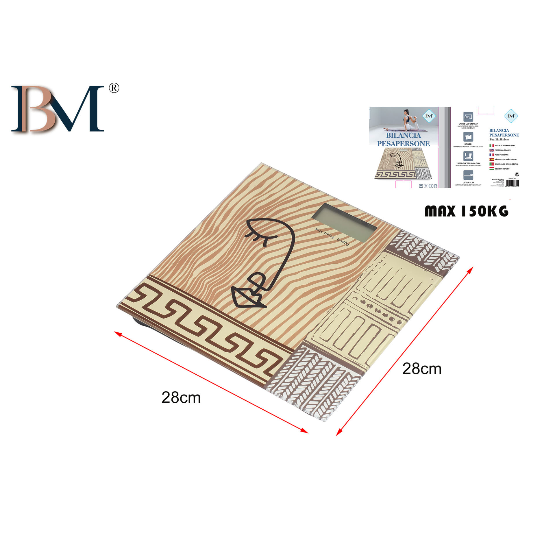 BILANCIA PESAPERSONE ELETTRONICA MISURA:28X28 CM