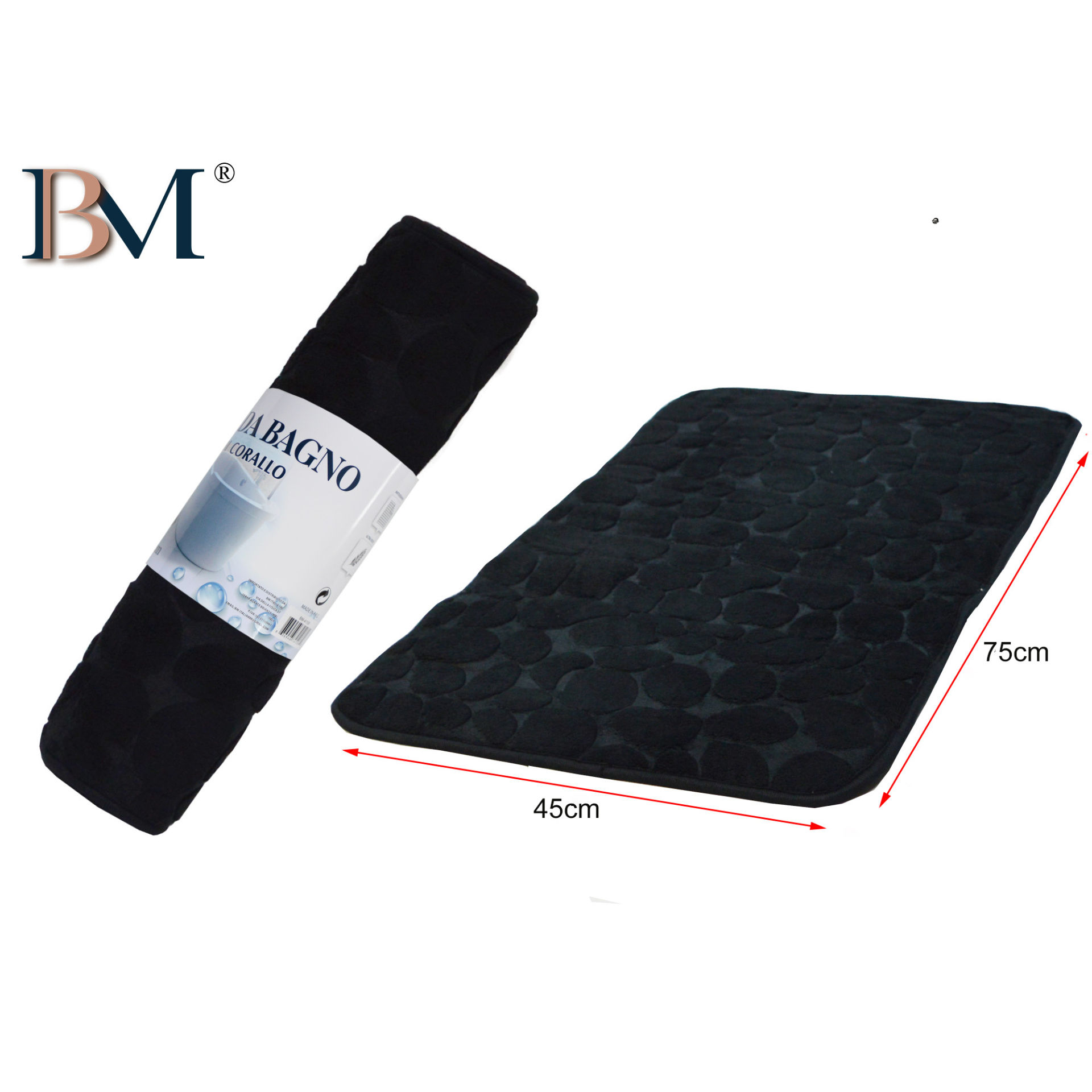 TAPPETO DA BAGNO MEMORY CON DECORAZIONE A PIETRE,BM