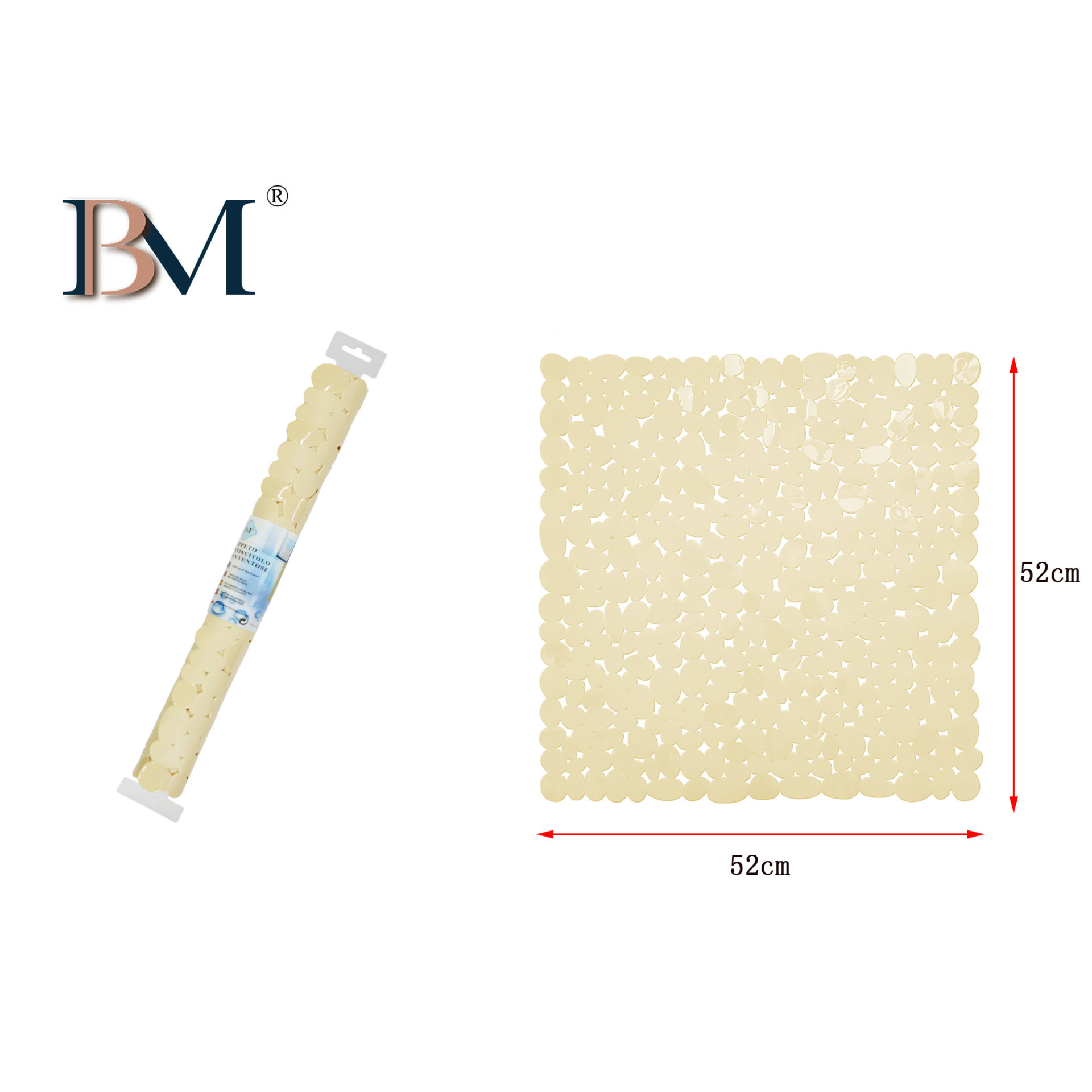 TAPPETO ANTISCIVOLO DOCCIA  52X52CM BEIGEBM