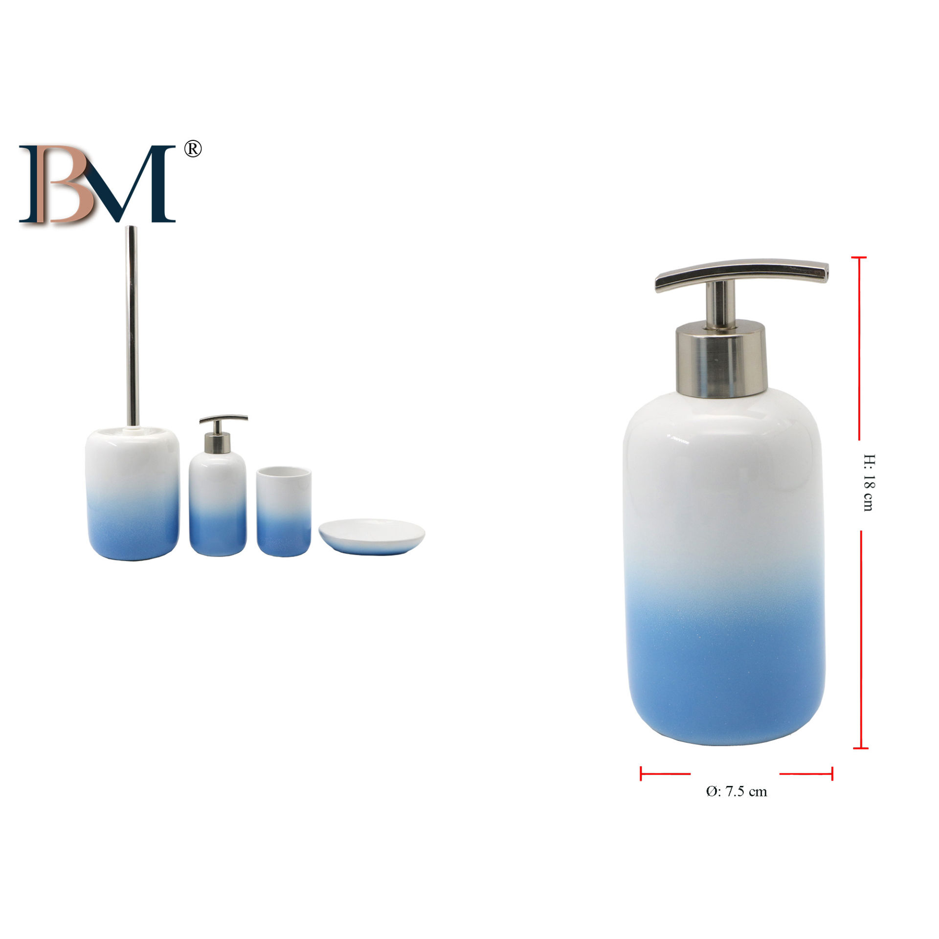 DISPENSATORE DI SAPONE IN CERAMICA, MISURA: 7.5X12