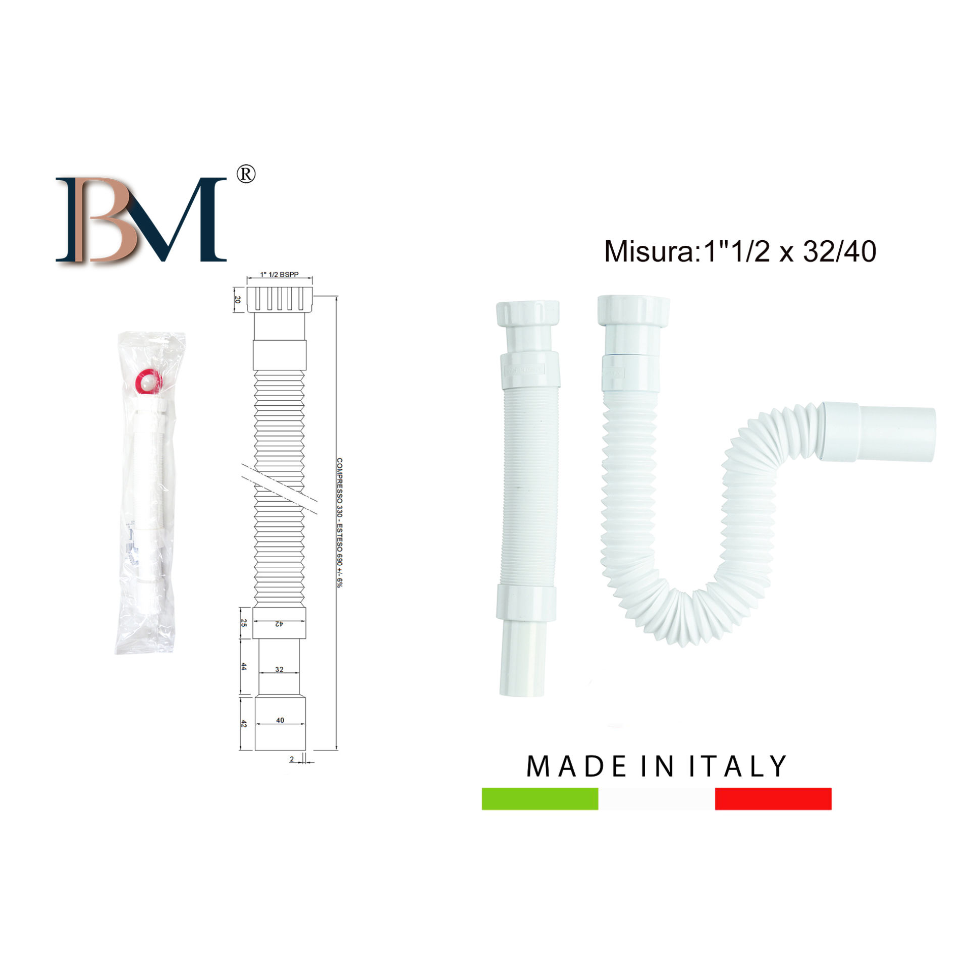 TUBO SCARICO QUALITY 1 1/2 X 32/40 MADE IN ITALYBM