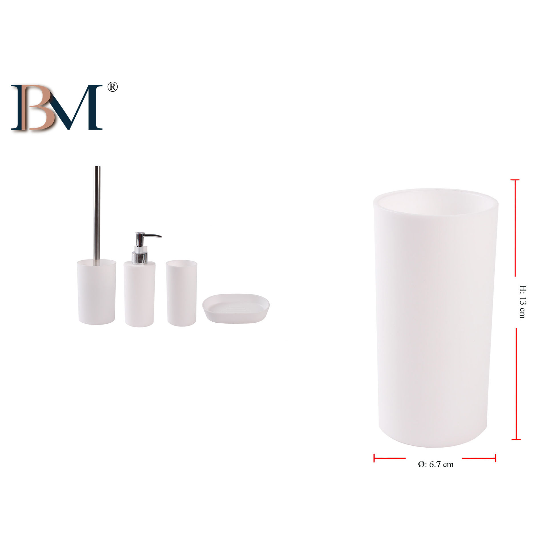 BICCHIERE DA BAGNO IN PLASTICA SATINATO  6.7X13CMBM