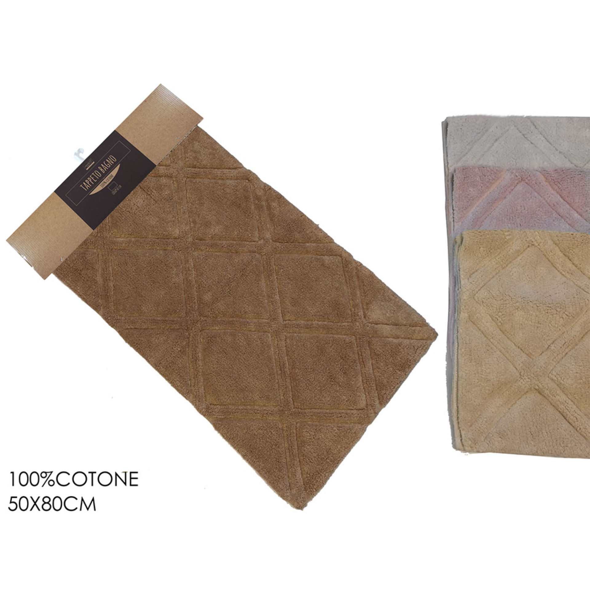 TAPPETO BAGNO 50X80CM DEC. ROMBI 4ASS