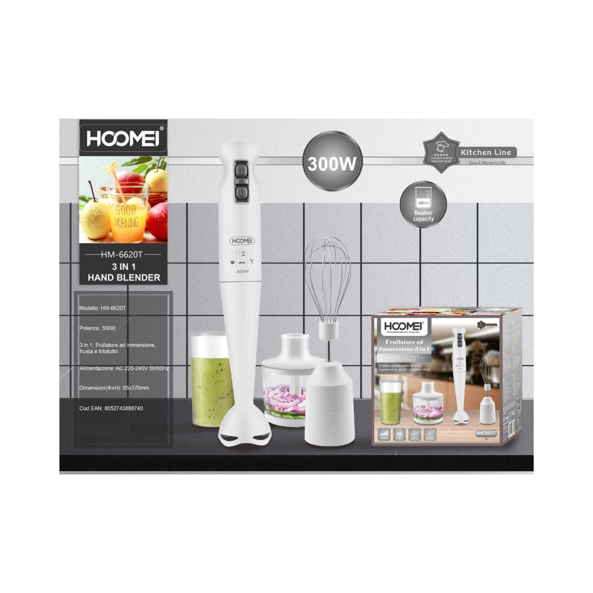 MIXER MULTIFUNZIONE 3IN1 300W HM-6620THoomei