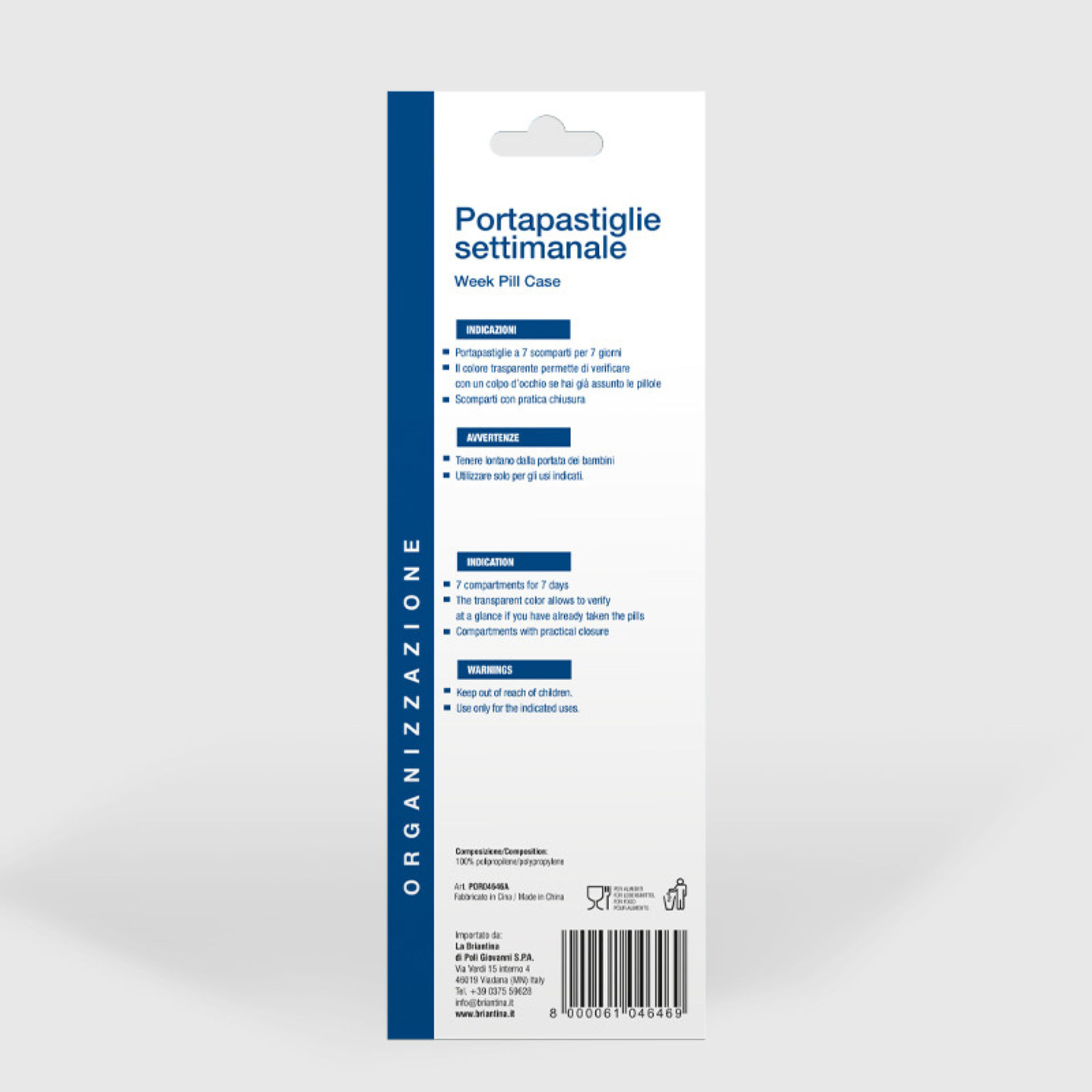 PORTAPASTIGLIE SETTIMANALE RETTAN 15X3X2 CM