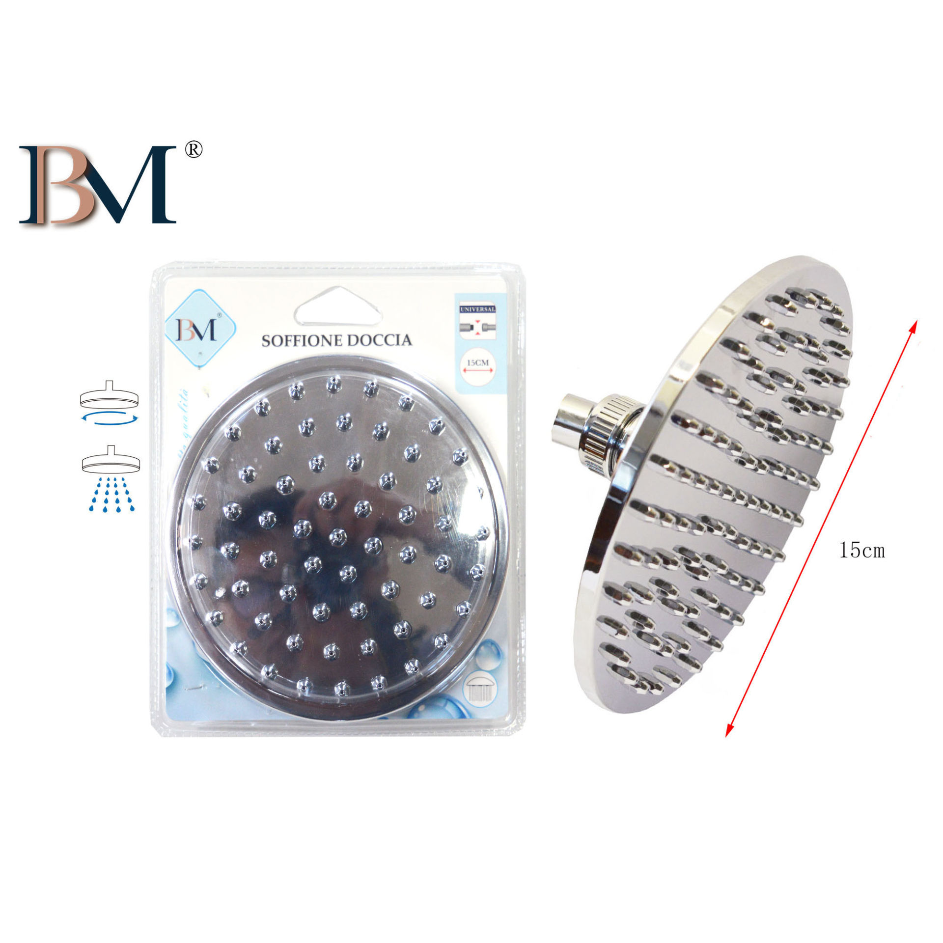 SOFFIONE DOCCIA D:15CMBM