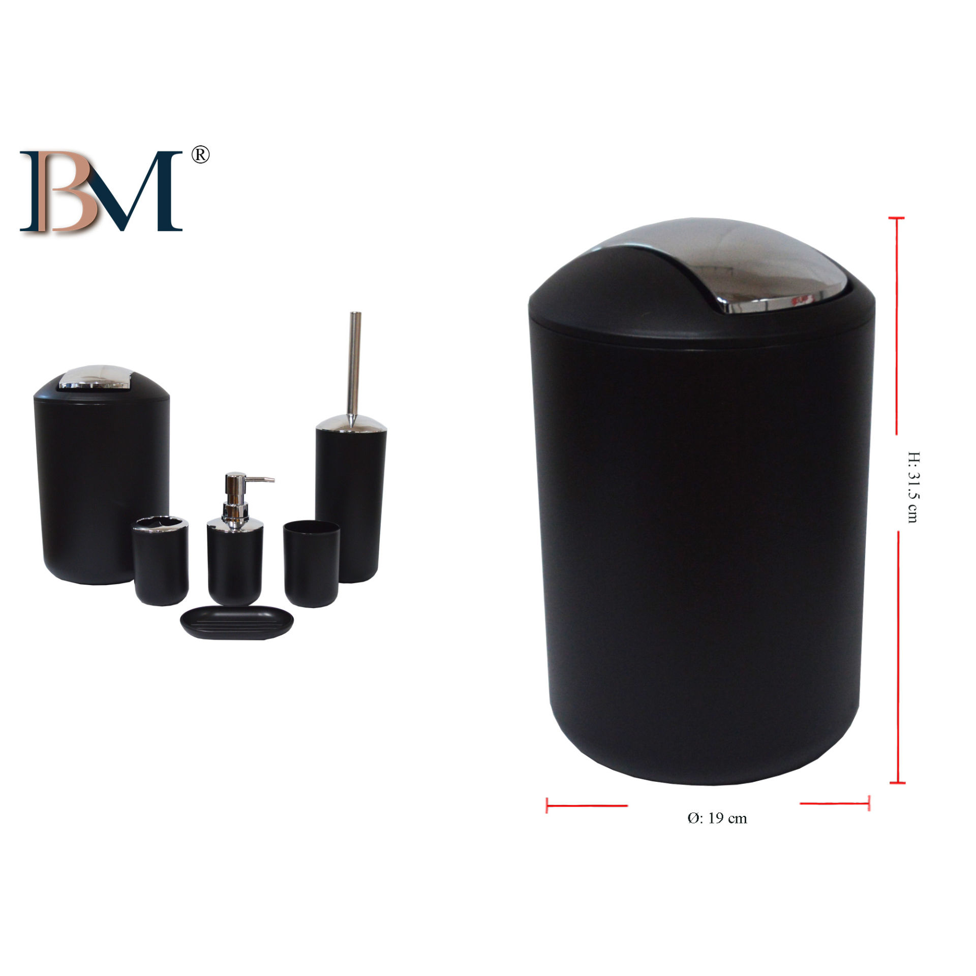 PATTUMIERA IN PLASTICA 19X19X31.5CMBM