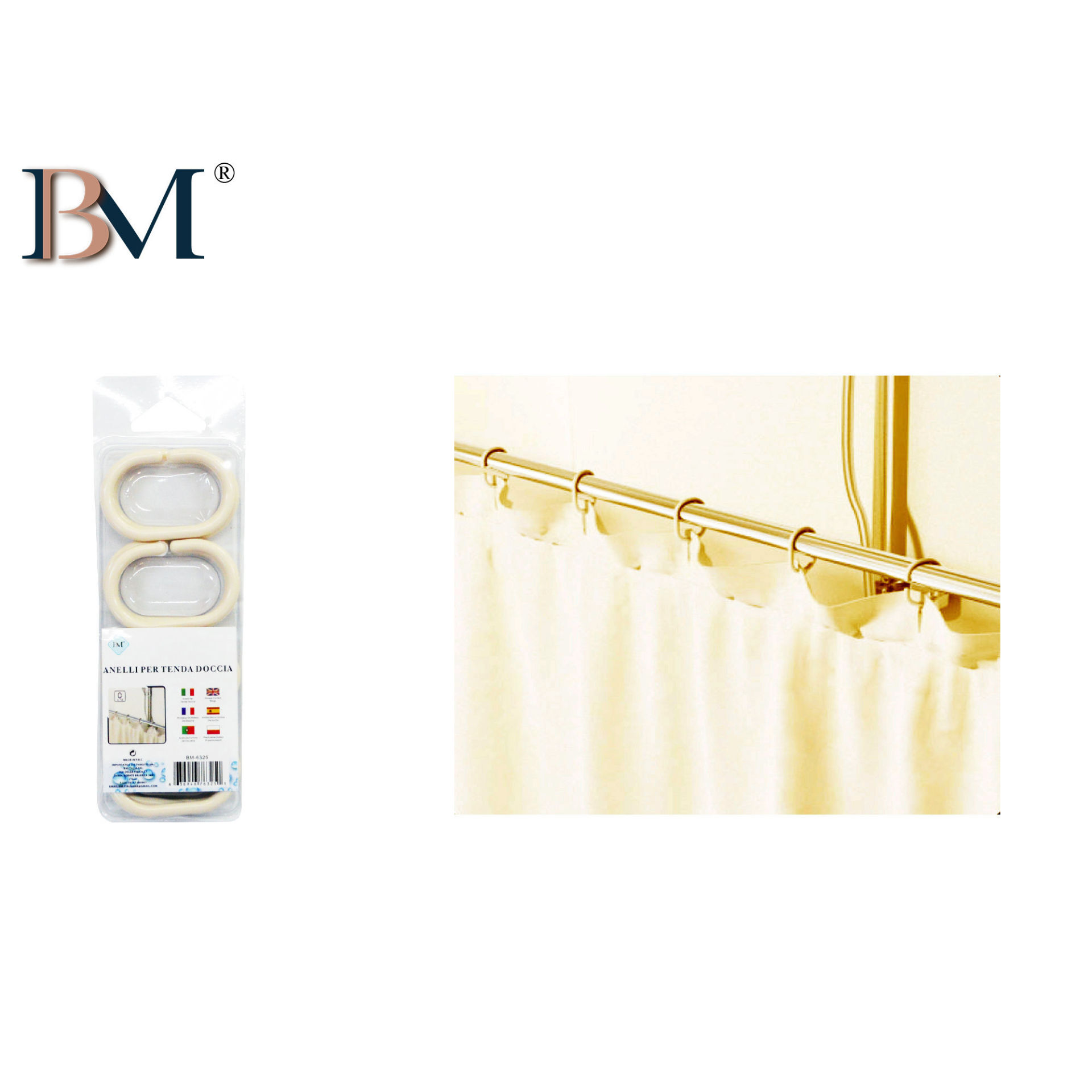 ANELLI PER TENDA DOCCIA 12PCS/1 SETSBM