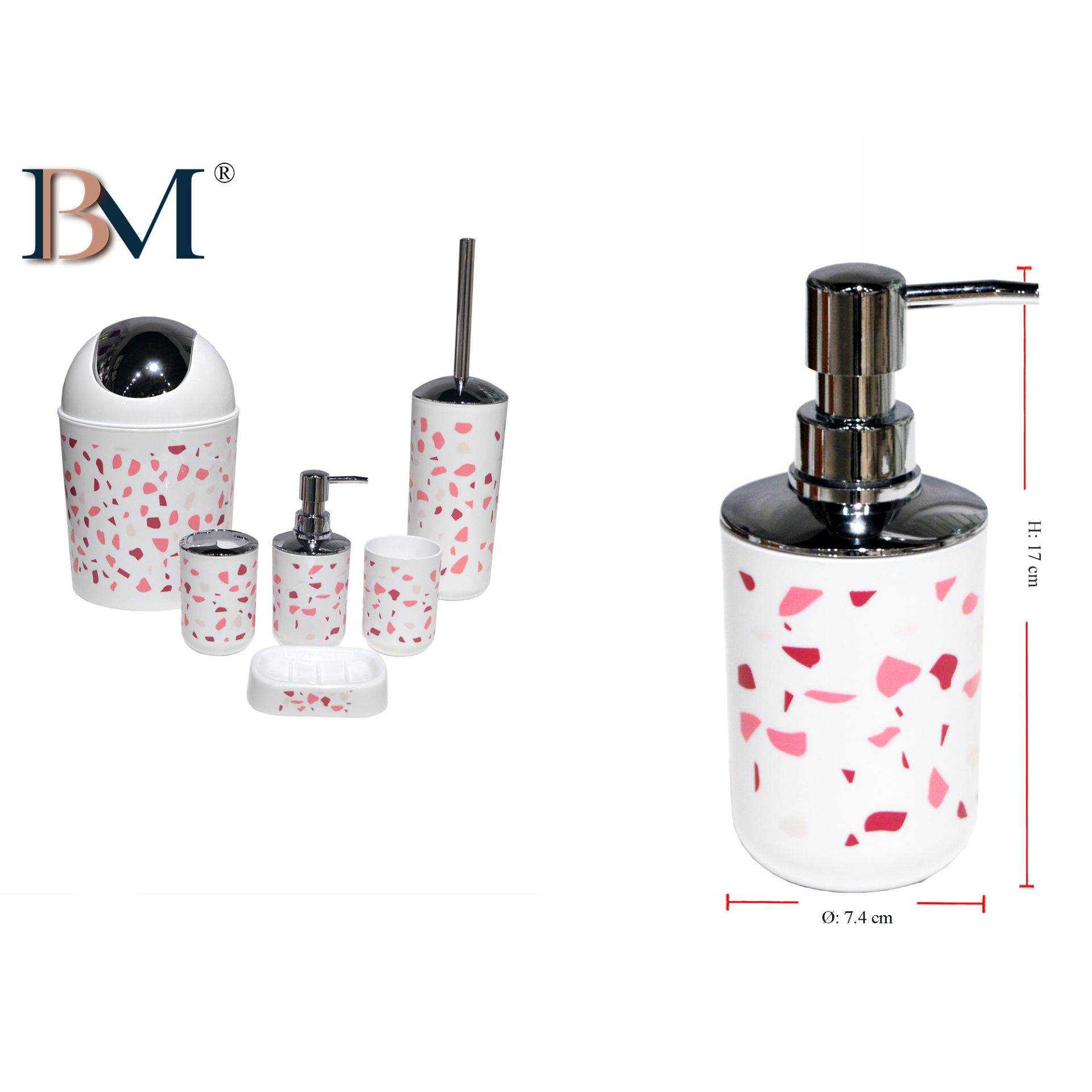 DISPENSER PER SAPONE DECORATO MISURA: 7.4X7.4X17CMBM