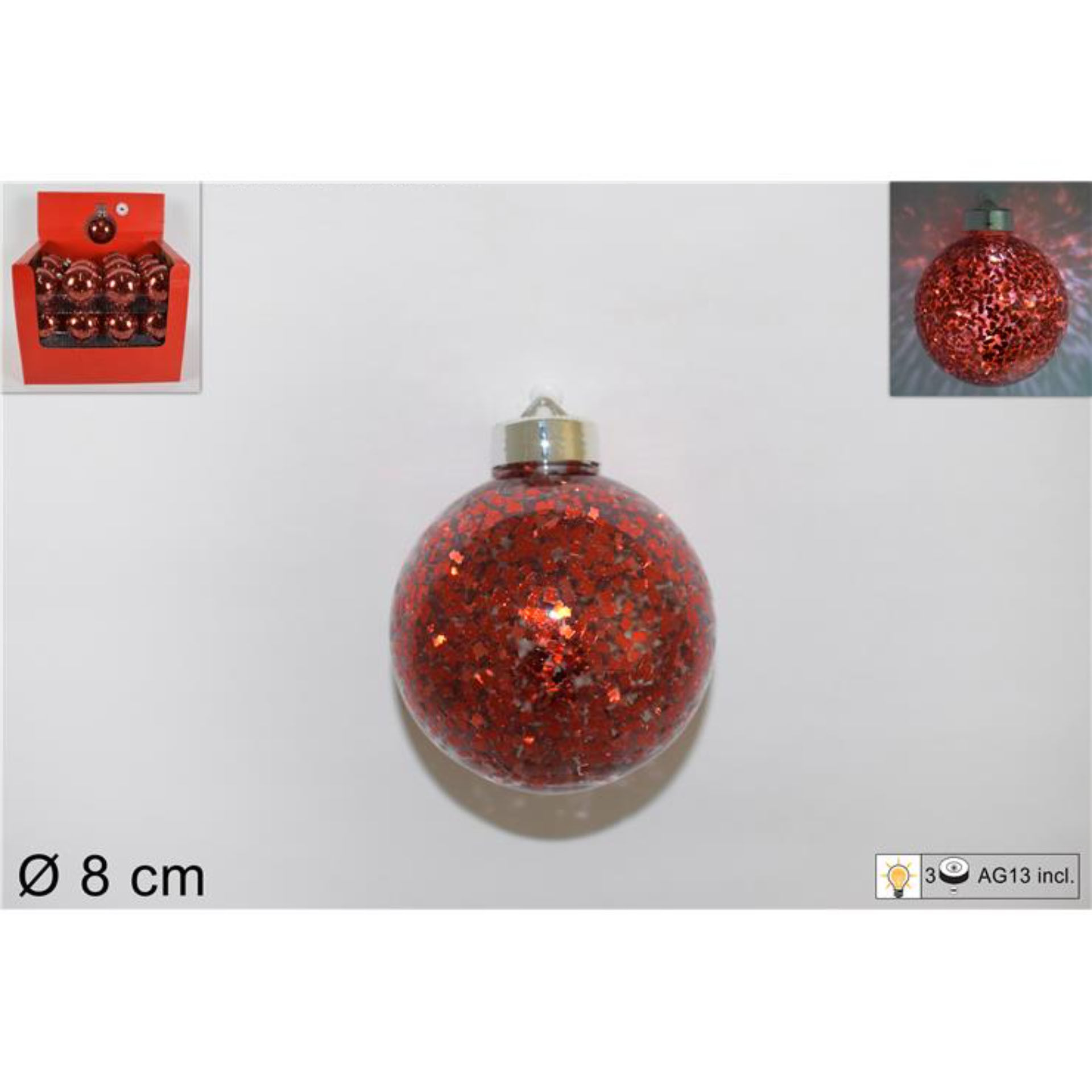 PALLA 8CM ROSSA C/LUCE DISPLAY TRY ME ART.TZ-C385B