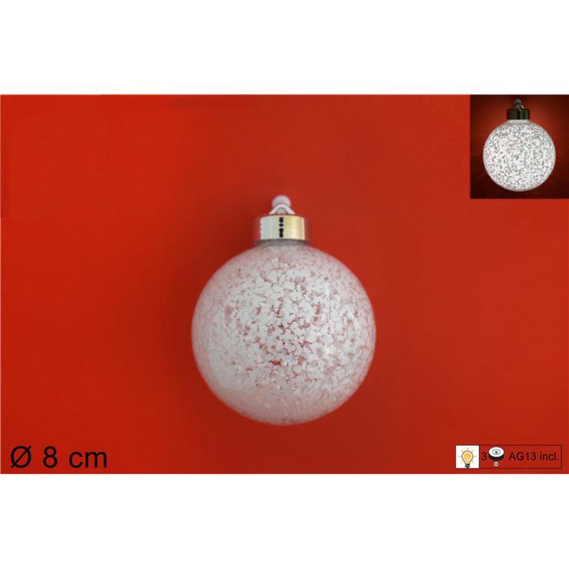 PALLA 8CM BIANCA C/LUCE DISPLAY TRY ME ART.TZ-C385