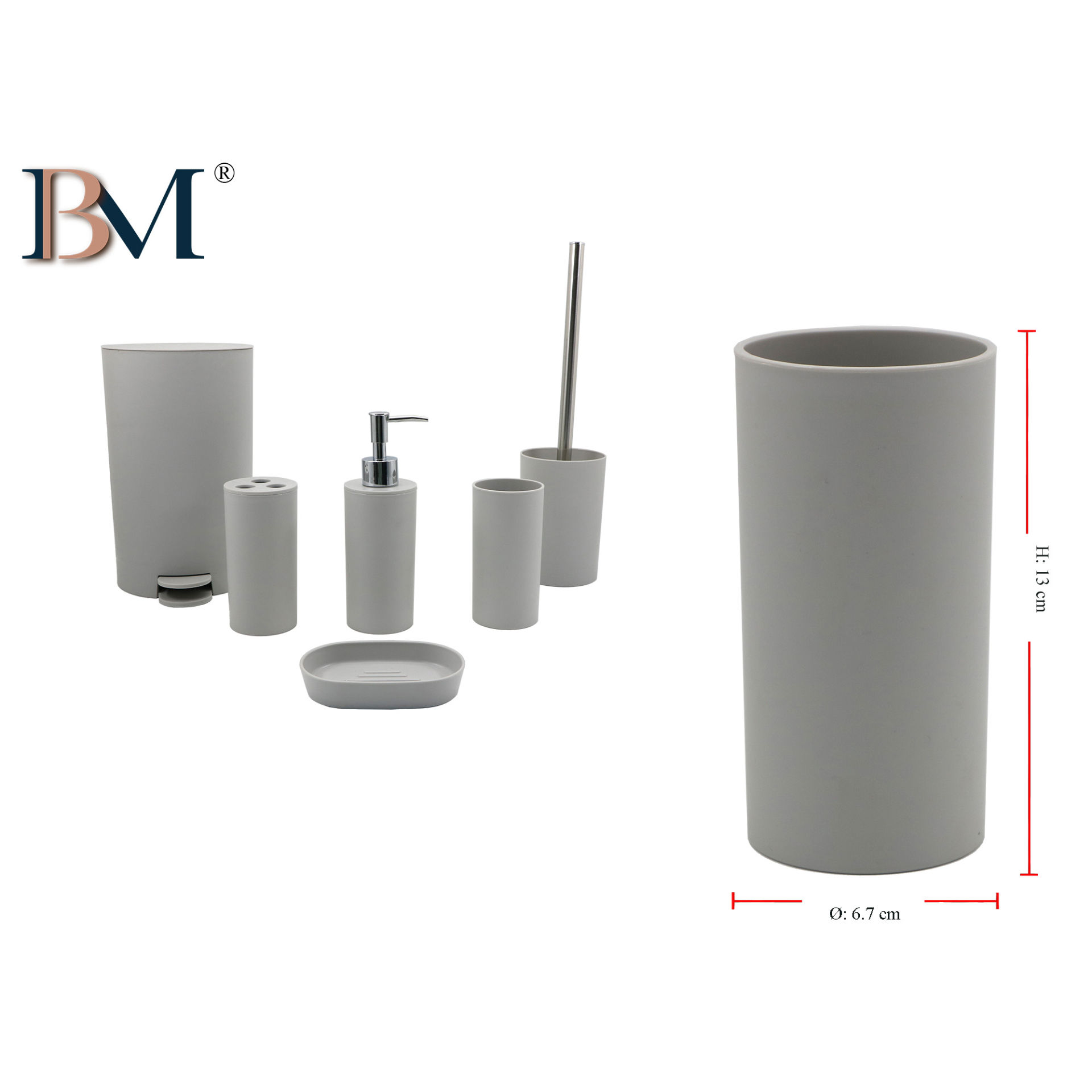 BICCHIERE DA BAGNO IN PLASTICA SATINATO  6.7X13CMBM