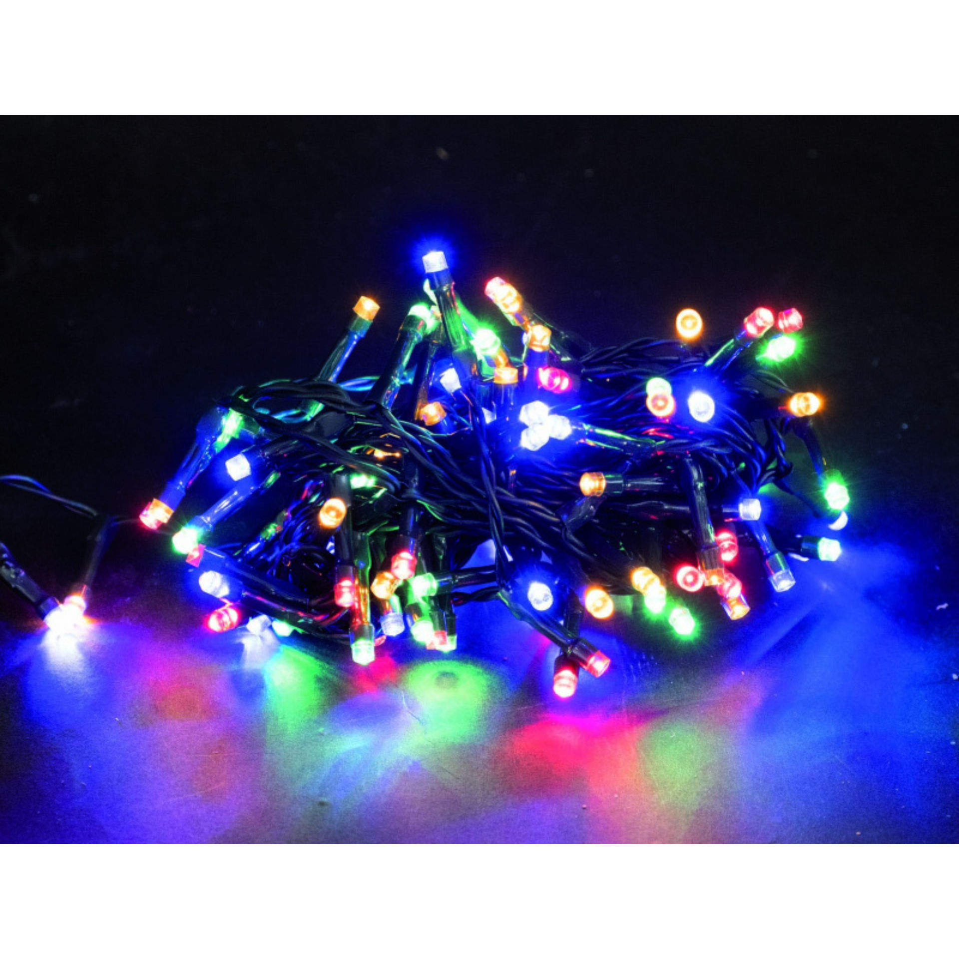 100 LED MULTICOLOR MT.3+2 CAVO VERDE C/CONTROLLER/